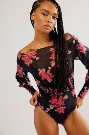 Free People Free people Floral Black and Pink Long Sleeve Bodysuit med Size M / US 6-8 / IT 42-44 - 6 Thumbnail