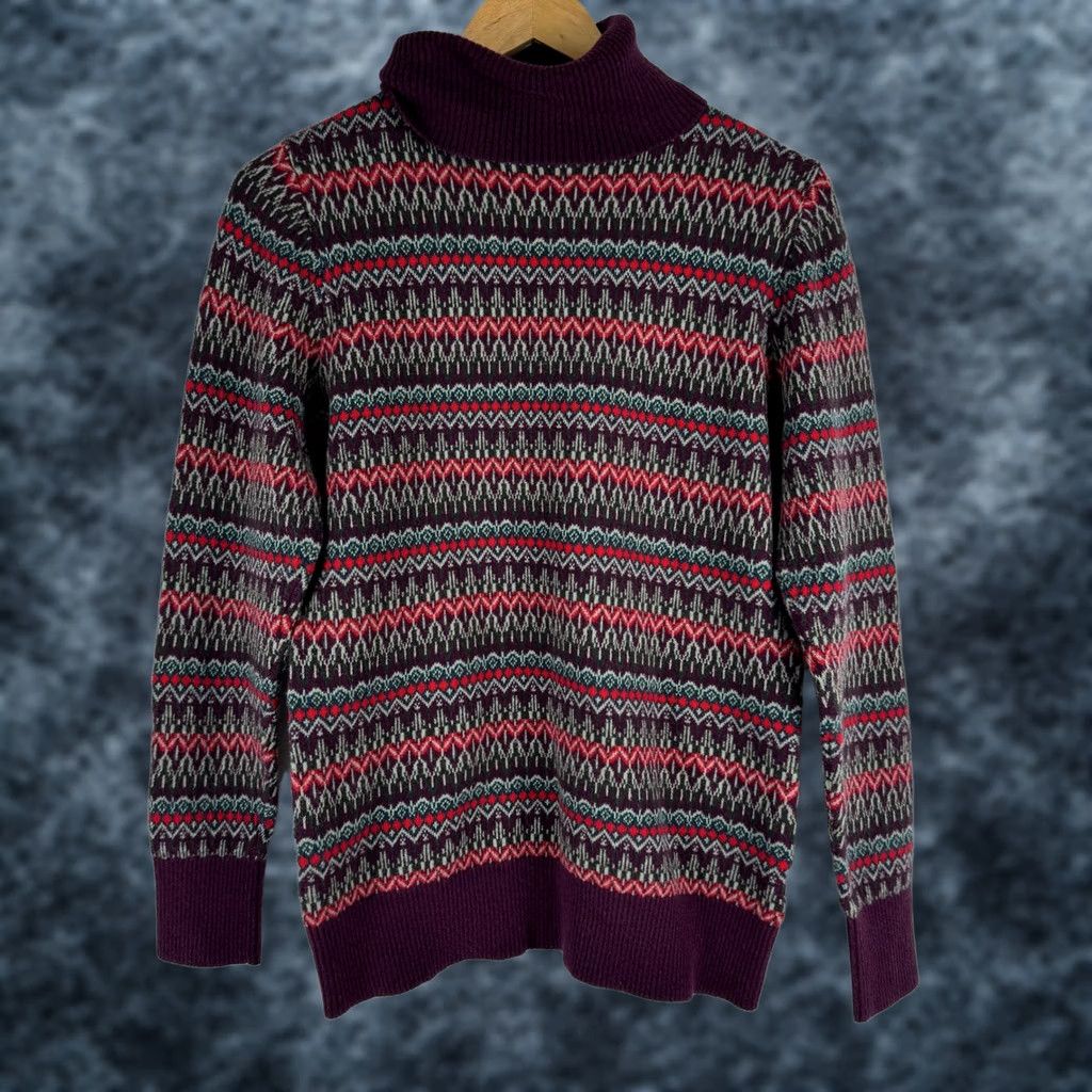 Vintage VINTAGE LL Bean Womens Purple Fair Isle Turtleneck Sweater Size M Regular Knit Pullover Size M / US 6-8 / IT 42-44 - 1 Thumbnail