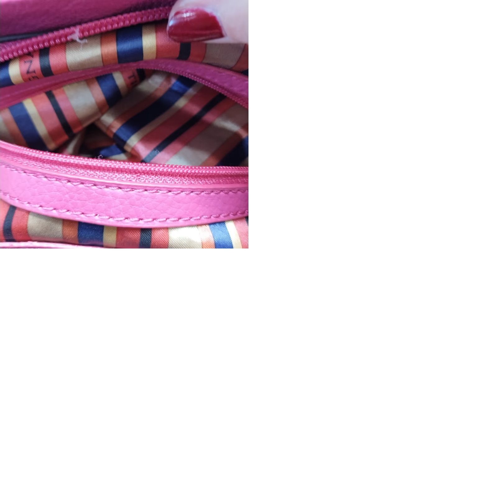 Doublet VINTAGE Tignanello Shoulder Bag Women Pink Solid Pebbled Lined Double Handle Size ONE SIZE - 11 Thumbnail