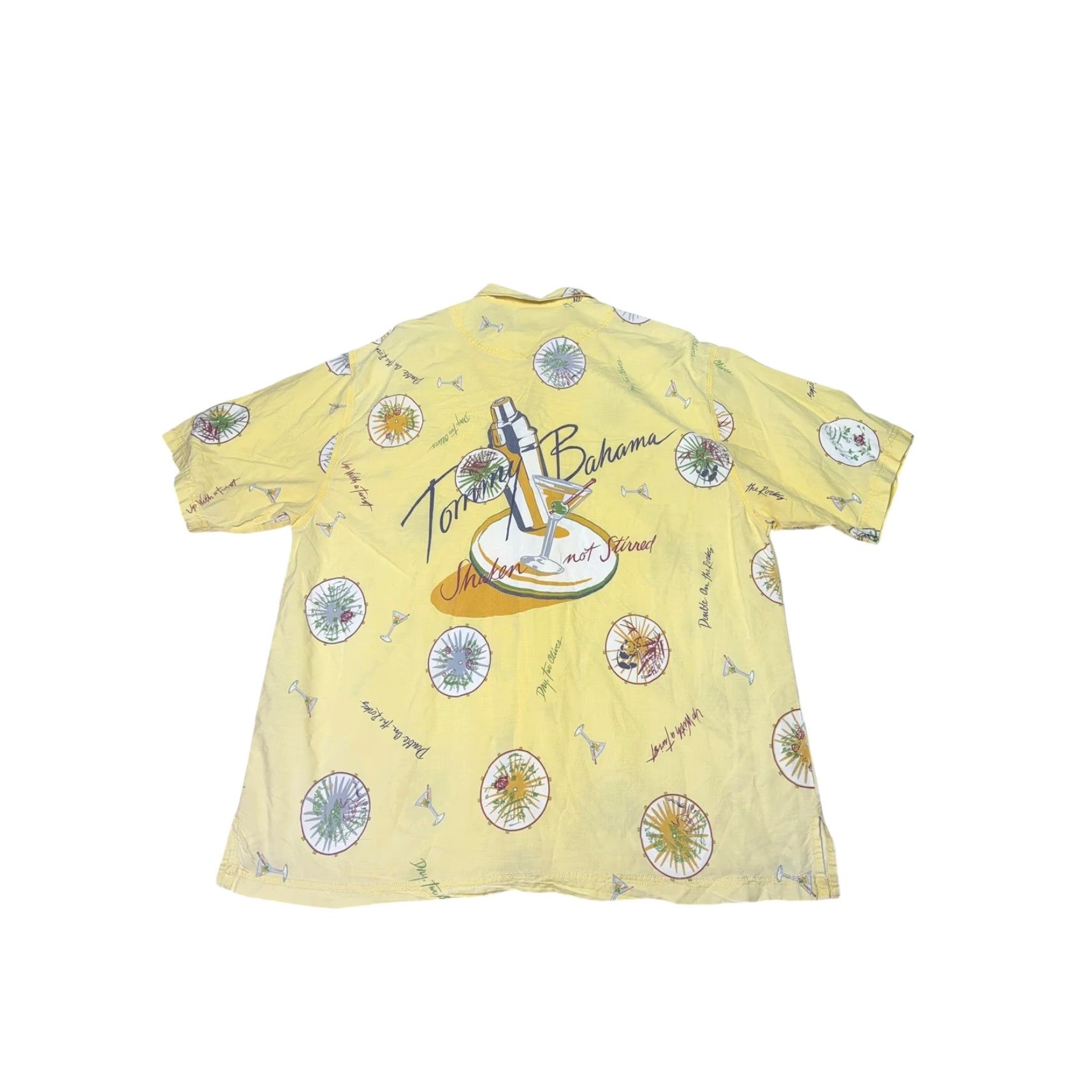 Tommy Bahama Tommy Bahama Shirt Mens Yellow Cocktail Print Short Sleeve Button-Up XL Shirt Size US XL / EU 56 / 4 - 4 Thumbnail