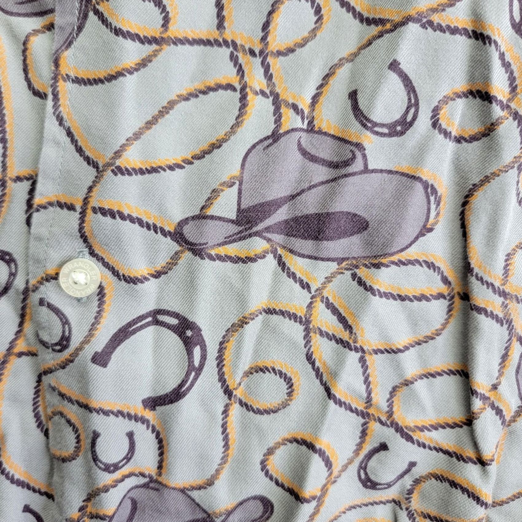 Wrangler Wrangler Shirt Mens 2XL Gray Purple Western Print Short Sleeve Button Up Cowboy Size US XXL / EU 58 / 5 - 5 Thumbnail