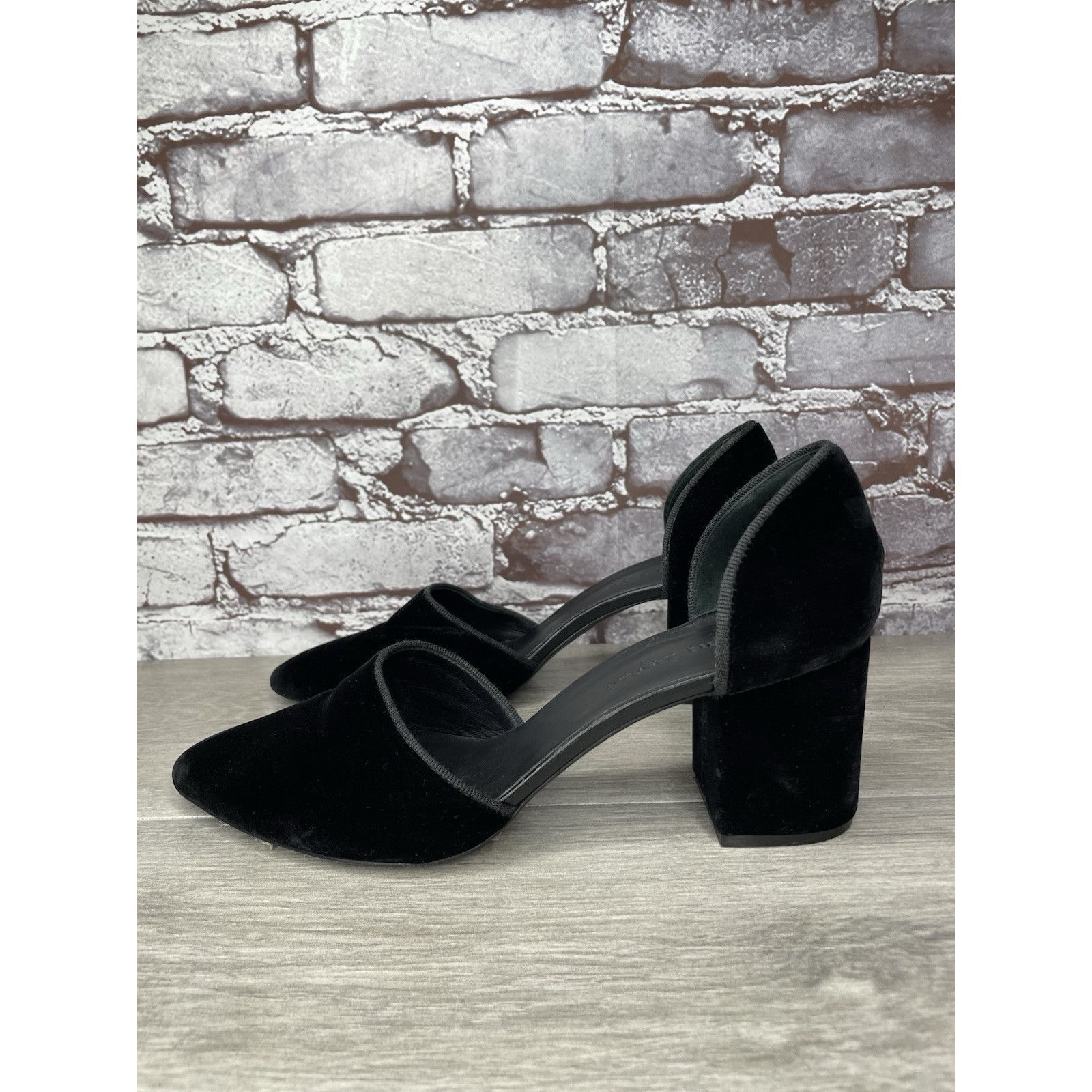Other JENNI KAYNE Black Velvet D’ Orsay Block Heel Pointed Shoes W Size US 9 / IT 39 - 1 Thumbnail