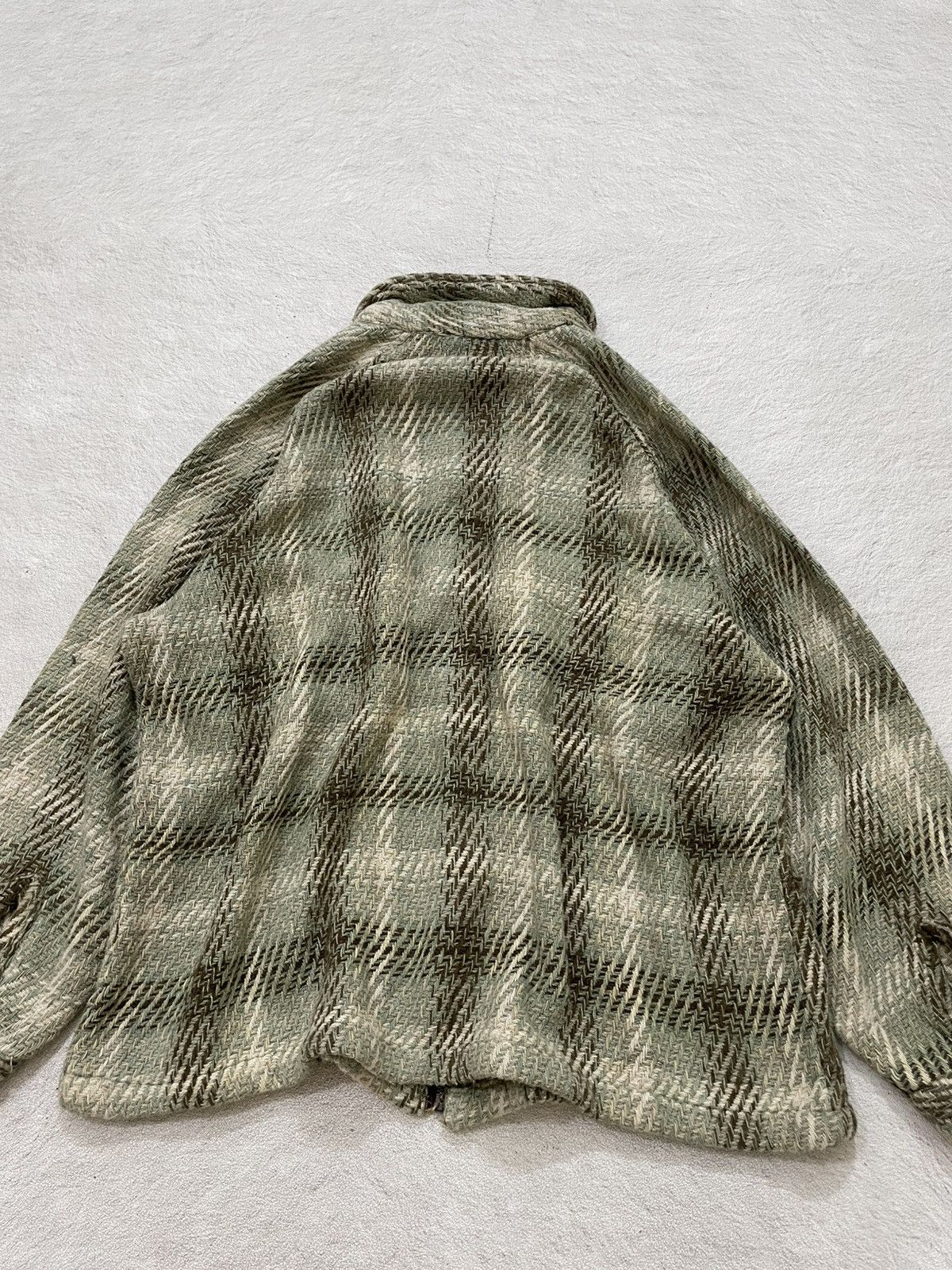 Japanese Brand 2000s Burns Green Textured Zip Jacket Textured woven Fabric Size US L / EU 52-54 / 3 - 9 Thumbnail