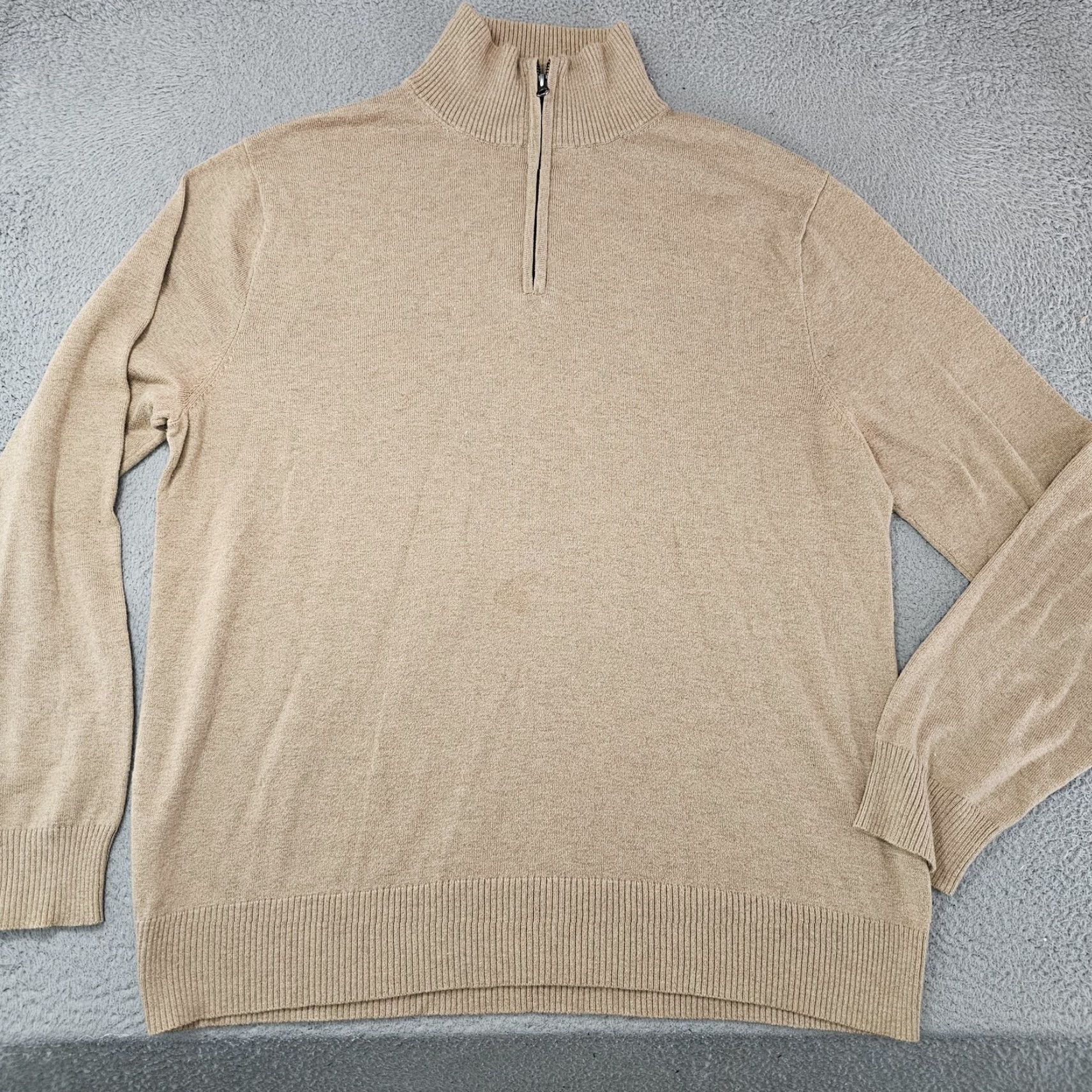 J.Crew J.Crew Mens Sweater Mock Neck Quarter Zip Harbor Cotton Pullover Tan Beige F4718 Size US XL / EU 56 / 4 - 2 Thumbnail