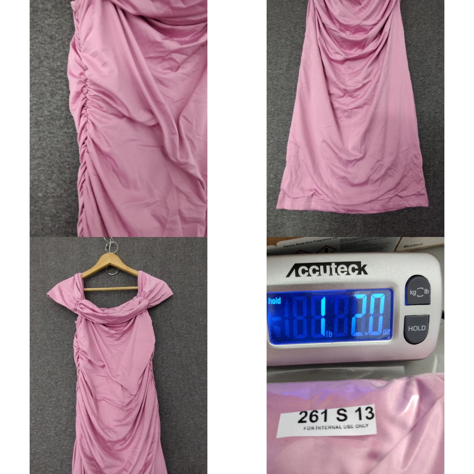 Vintage VINTAGE: No (omit) Royal Blue Off the Shoulder Rushed Bodycon Women's Pink Dress L - note: remove extra words to fit rules. Size L / US 10 / IT 46 - 8 Thumbnail