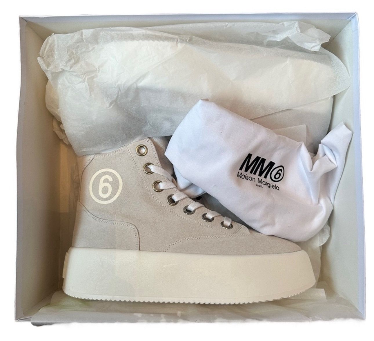 スニーカー MM6 MAISON MARGIELA Grey Suede And Mesh Sneakers MM6 Maison Margiela Gray Platform Sneakers MM6 Maison Margiela