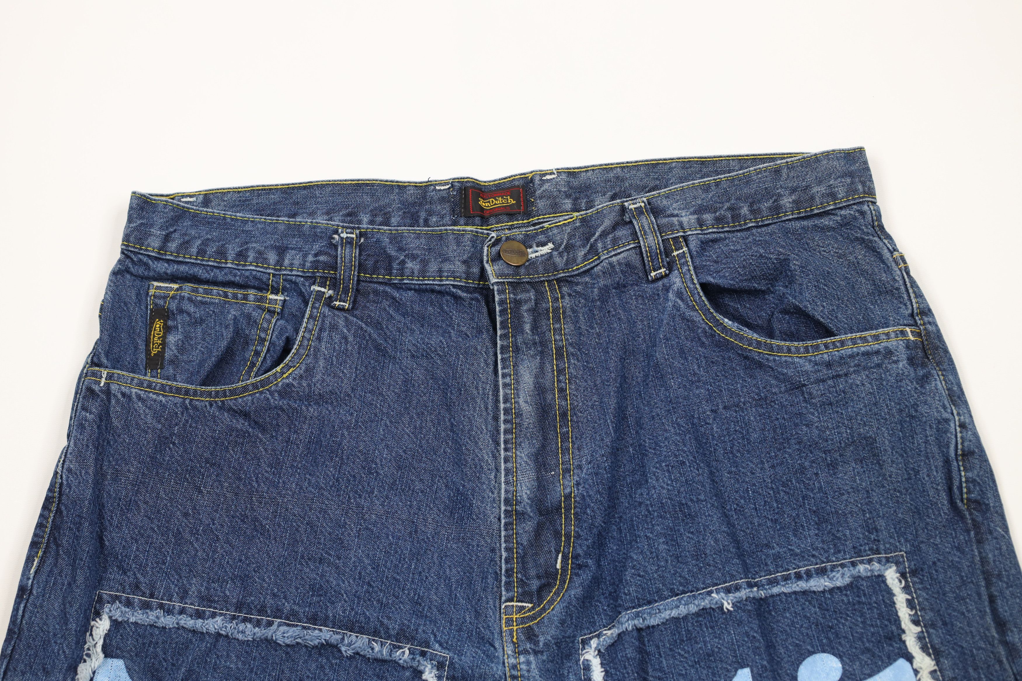 Vintage × Von Dutch Vintage 90s Y2K Von Dutch Spell Baggy Fit Denim Jean Shorts Size US 38 / EU 54 - 2 Thumbnail
