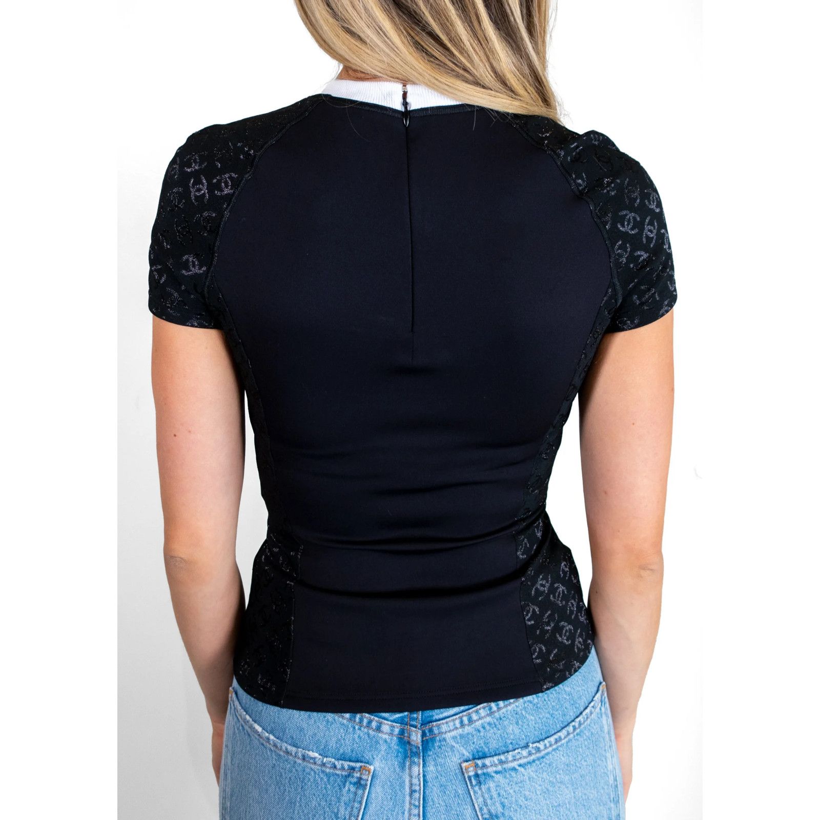 Chanel Chanel 24C Black White Neoprene Jersey Top T Shirt 38 Size XS / US 0-2 / IT 36-38 - 16 Thumbnail