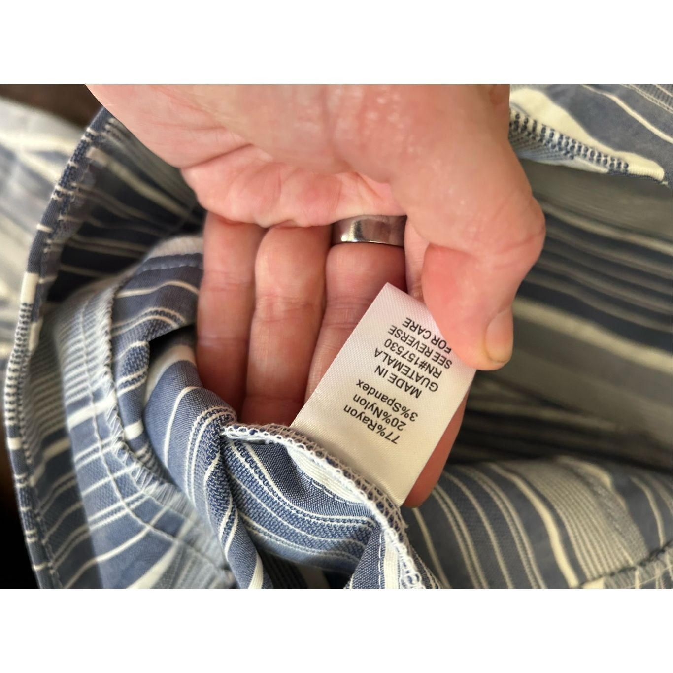 Review HIVIEW Blue White Stripe Pull-on Capri Pants, Size 14P Petit Size 36" / US 14 / IT 50 - 5 Thumbnail