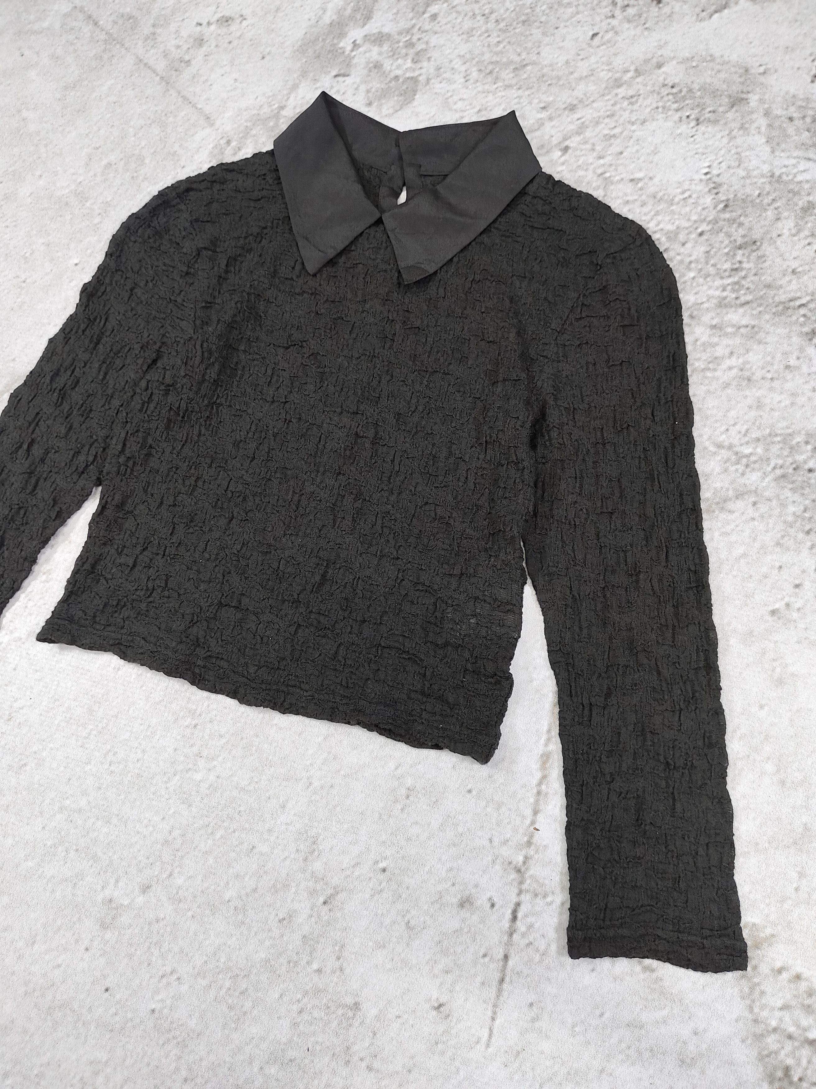 Japanese Brand Snidel🇯🇵 Gothic Cropped Textured Lace Peter Pan Collar Top Size S / US 4 / IT 40 - 6 Thumbnail