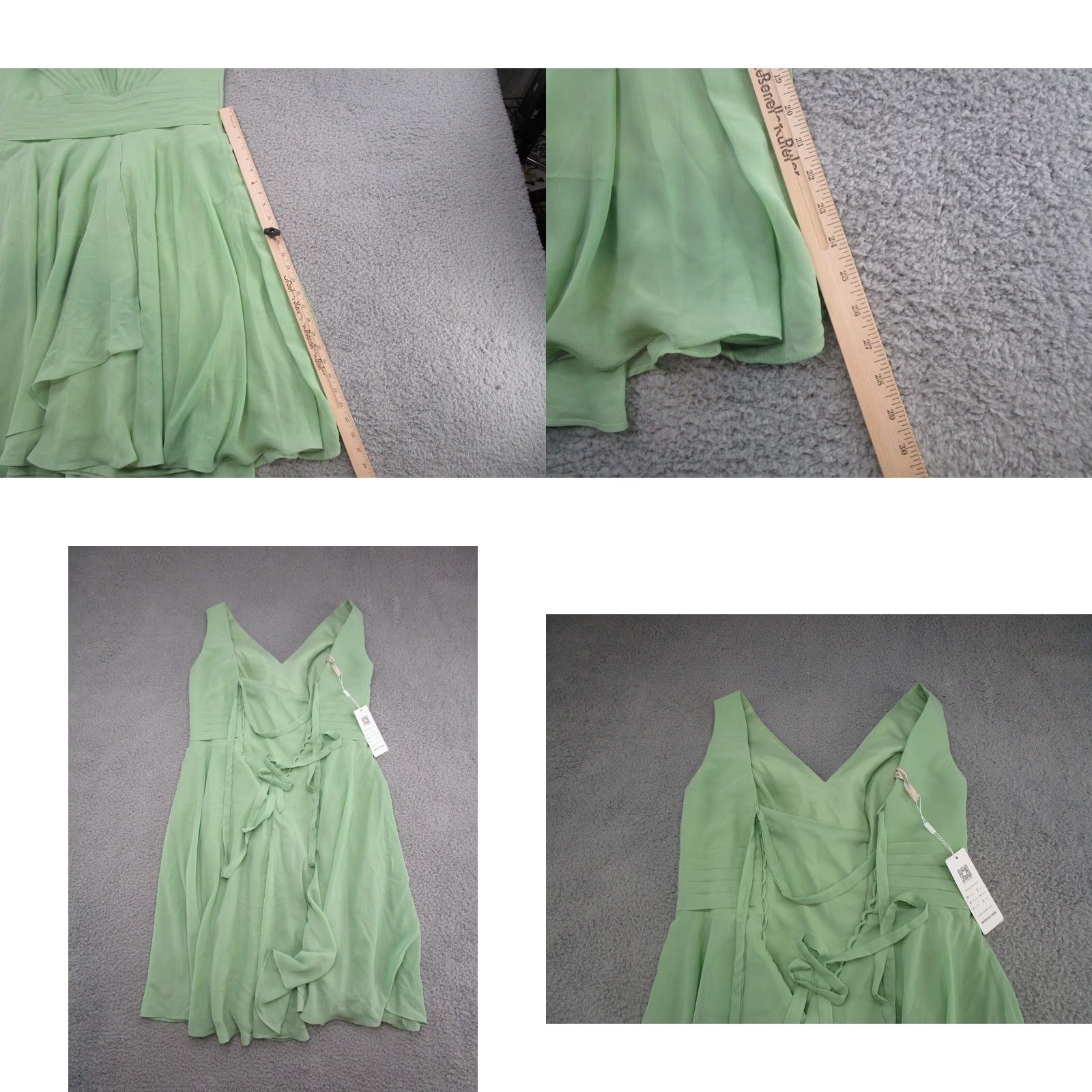 Vintage Lavetir Lace Up Back Sleeveless Mint Green Dress Women's Size 12 Lace Ball Gown Night Formal Wedding Party Cocktail Short Dress Women Size XL / US 12-14 / IT 48-50 - 8 Thumbnail