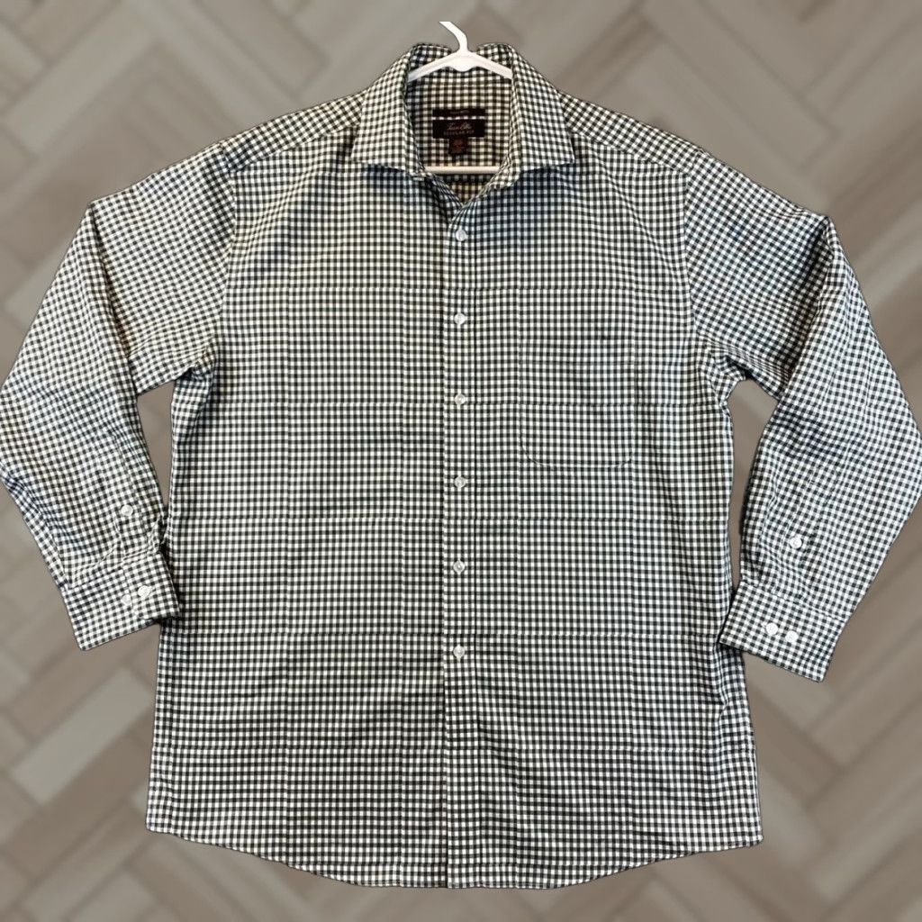 Tasso Elba Tasso Elba Dress Shirt Mens L 16-16 1/2 Long Sleeve Button Green Plaid Shirt Mens Large Green Tasso Elba Button-Up Cotton Collar Mens 79-16 Size 42R - 1 Thumbnail