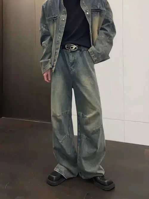Jean Pleated vintage washed distressed baggy jeans Size US 32 / EU 48 - 6 Thumbnail