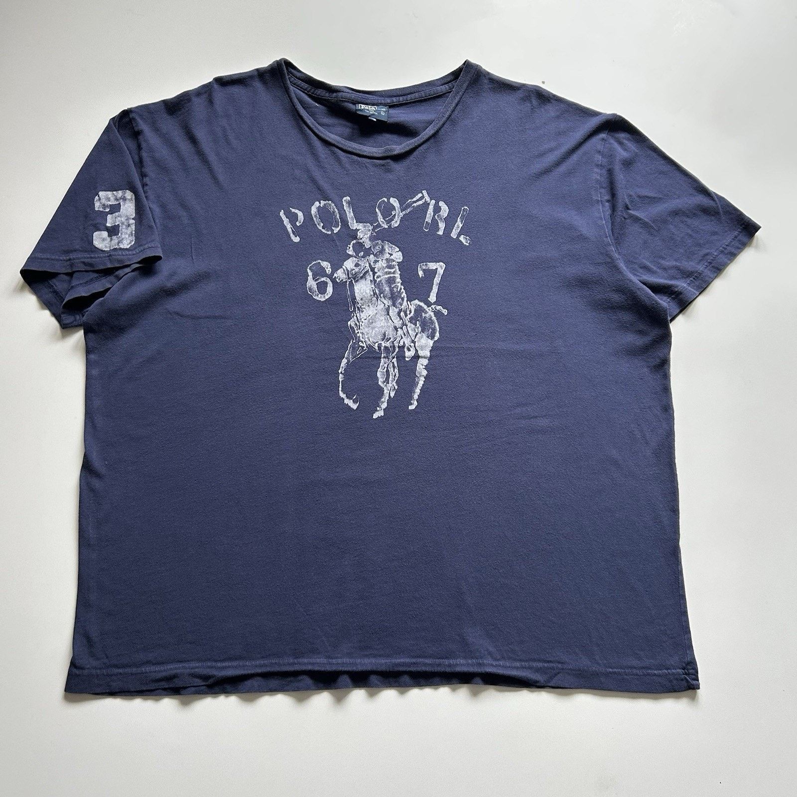 Vintage Polo Ralph Lauren 67 T-Shirt XL Navy Blue Y2K Rare