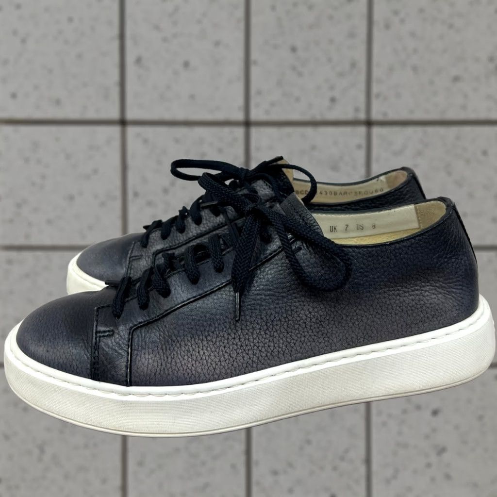 Santoni Santoni Leather Sneakers Men US 8 UK 7 Sneakers Leather Upper Blue Silver Logo Casual Shoes Size US 7 / EU 40 - 1 Thumbnail