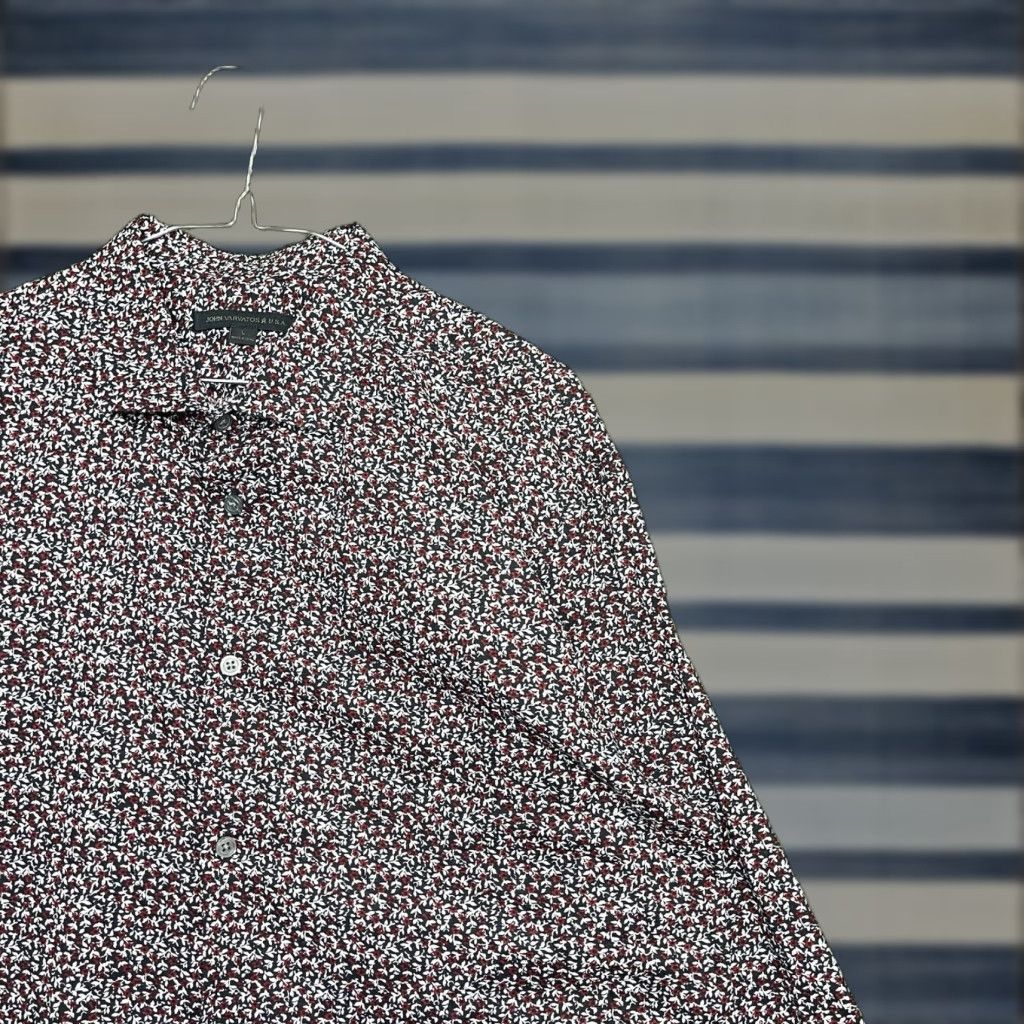 John Varvatos John Varvatos Floral Button-Up Shirt Mens Large Cotton Long Sleeve Casual Formal Size 42R - 1 Thumbnail