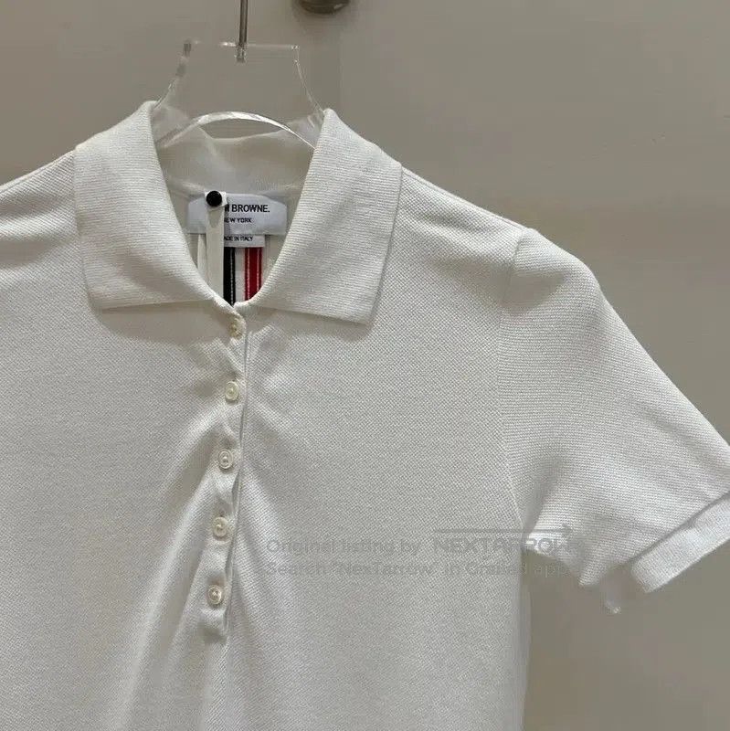 Thom Browne Thom Browne White Striped Cotton Dress for Women . Size S / US 4 / IT 40 - 3 Thumbnail