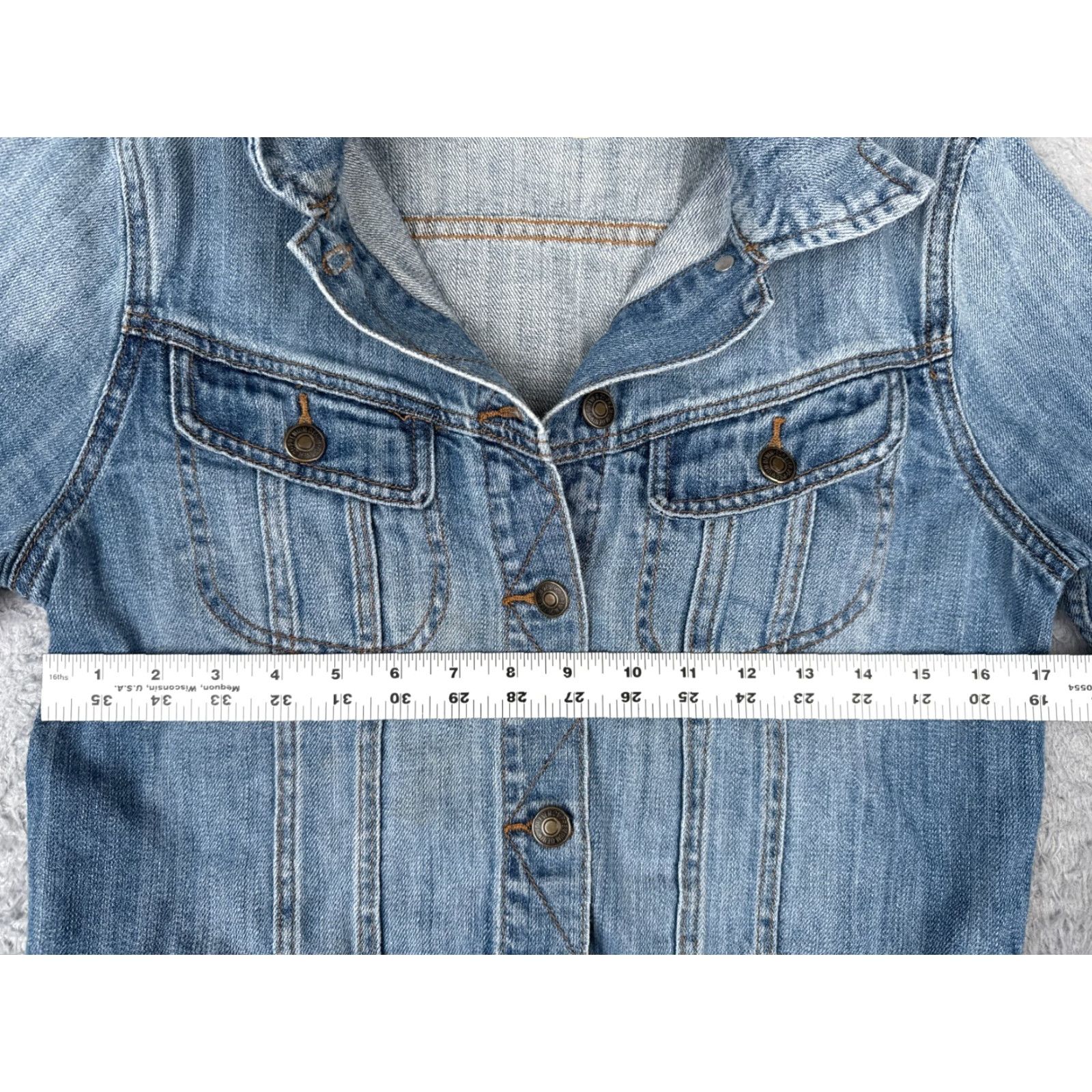 Forever 21 FOREVER 21 Denim Jacket Women's Large Blue Crop Button Up Classic 80s-90s Size 36" / US 14 / IT 50 - 7 Thumbnail