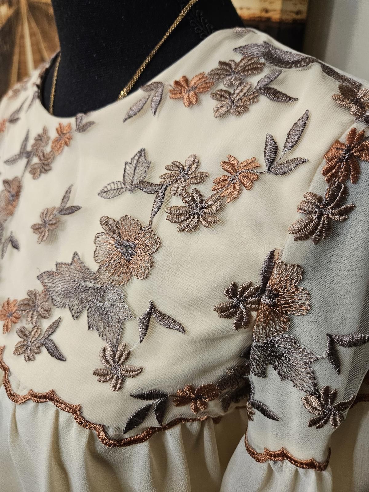 Designer Little Mistress Vintage Inspired Embroidered Dress #410 Size XS / US 0-2 / IT 36-38 - 6 Thumbnail