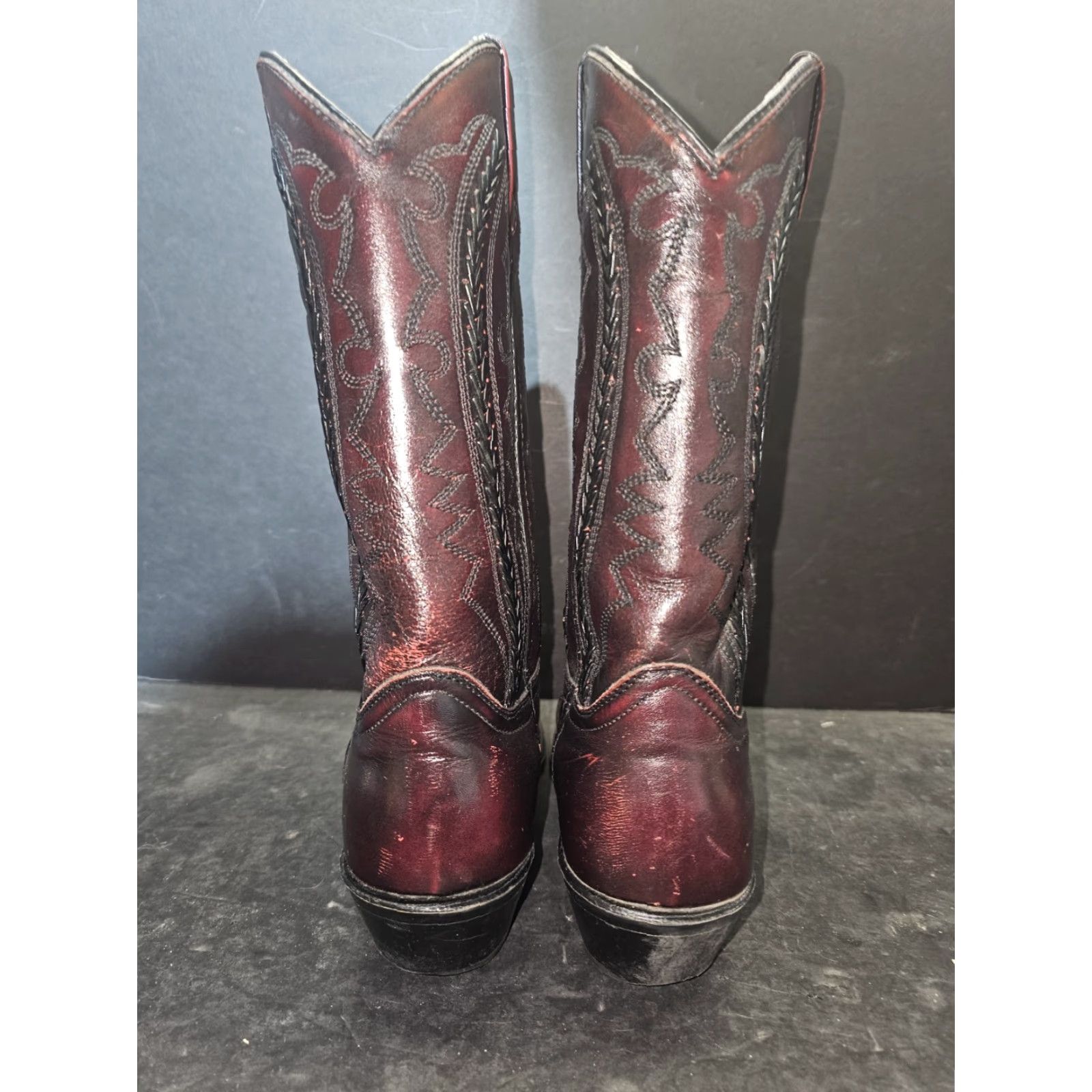 Vintage VINTAGE Abilene Cherry Leather Cowboy Western Boots Men’s Size 8.5 Style 6441-D - Cherry - Boots - Western - Leather - Men - Vintage 6441-D Size US 8 / EU 41 - 7 Thumbnail