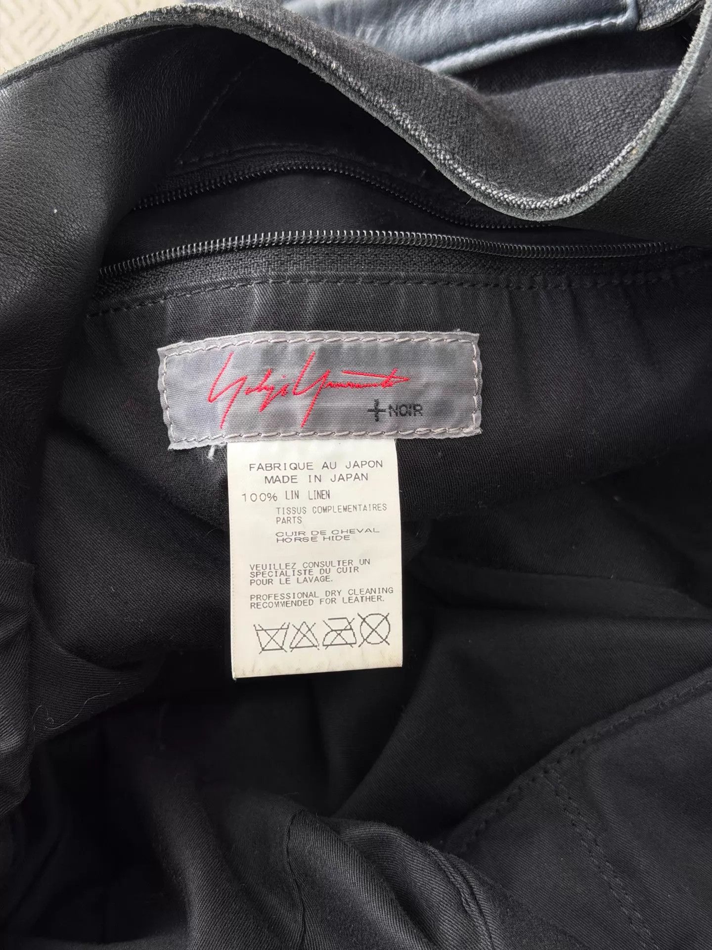 Yohji Yamamoto Yohji Yamamoto Noir Linen Raw-Edge Pleated Leather Tote Size ONE SIZE - 8 Thumbnail