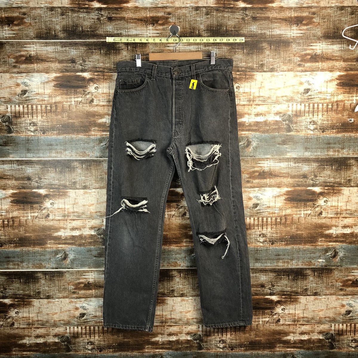 Levi's Levis 501 vintage Grey ripped Distressed Denim Pants #A2604 Size US 36 / EU 52 - 1 Thumbnail