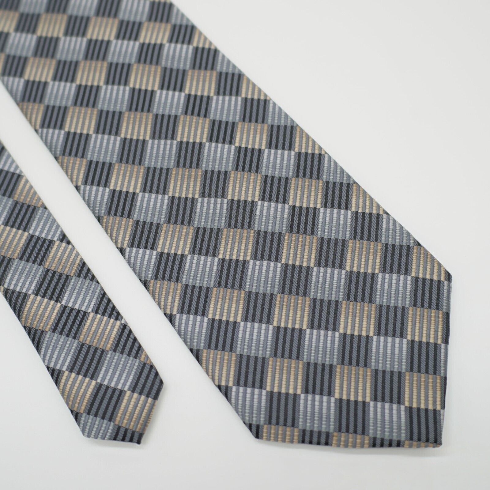 Joseph & Feiss Joseph & Feiss International Gray Tan Plaid Wide Woven Silk Size ONE SIZE - 1 Thumbnail