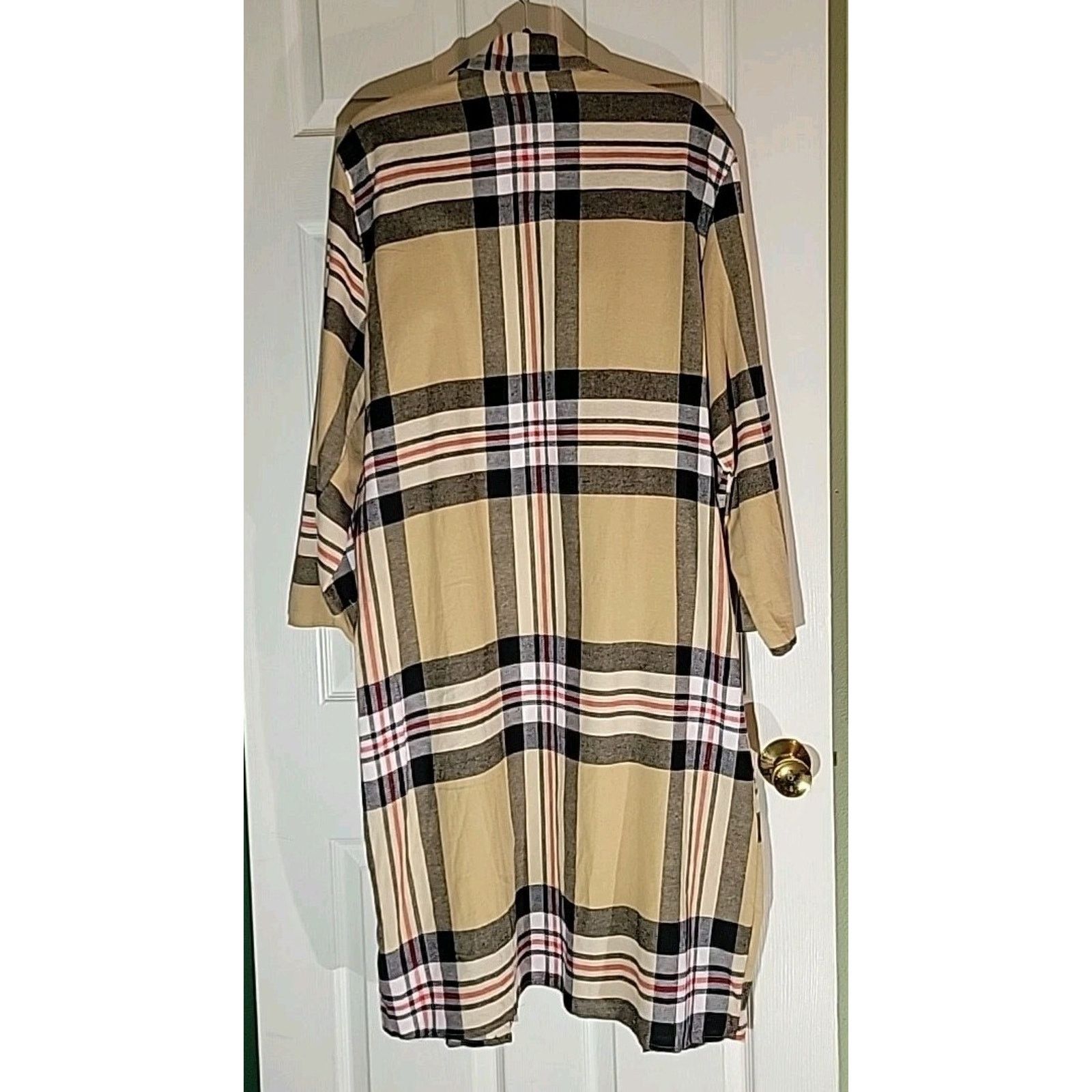 New Look Boho Western Plaid Flannel Shacket Maxi Duster 2x Designer Size XXL / US 16-18 / IT 52-54 - 9 Thumbnail