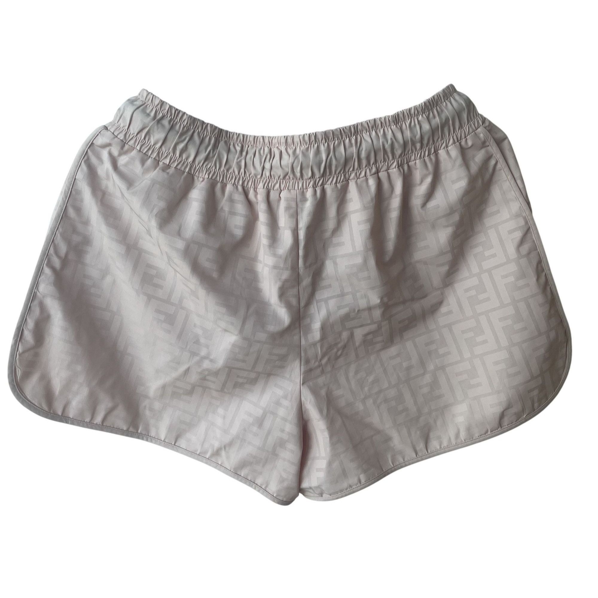 Fendi Fendi Womens Beige Monogram Nylon Drawstring Shorts With Ela Size 40" / US 18 - 2 Thumbnail