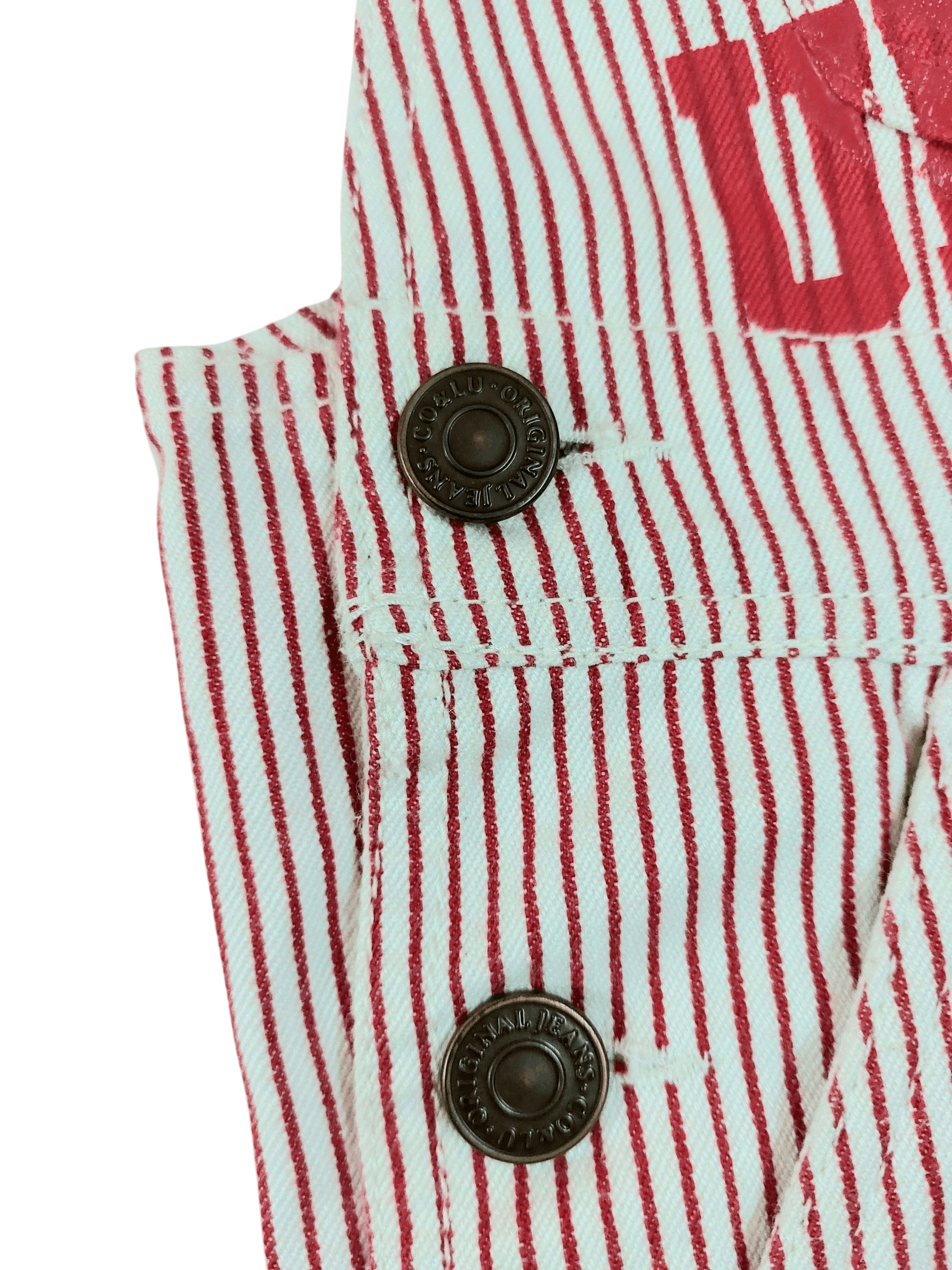 Vintage Rare 💥 Co and Lu 90's Hickory Stripe Big Logo Overalls Size 31" - 7 Thumbnail