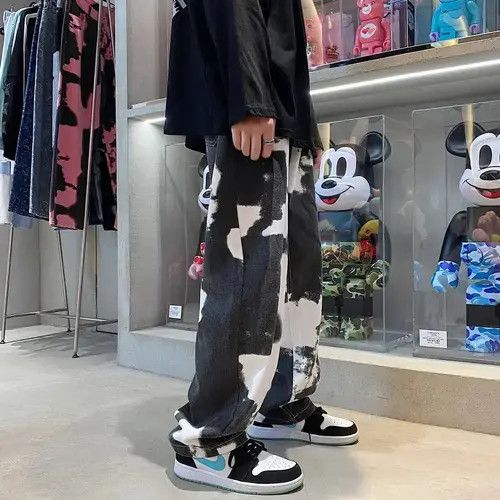 Japanese Brand Black White Straight Tie-dye Jeans Denim Pants Size US 34 / EU 50 - 4 Thumbnail