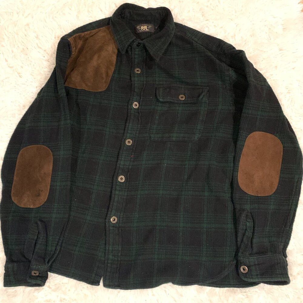 RRL Ralph Lauren RRL Ralph Lauren Flannel Shirt XL Checkered Stripe Green We Size US XL / EU 56 / 4 - 1 Thumbnail