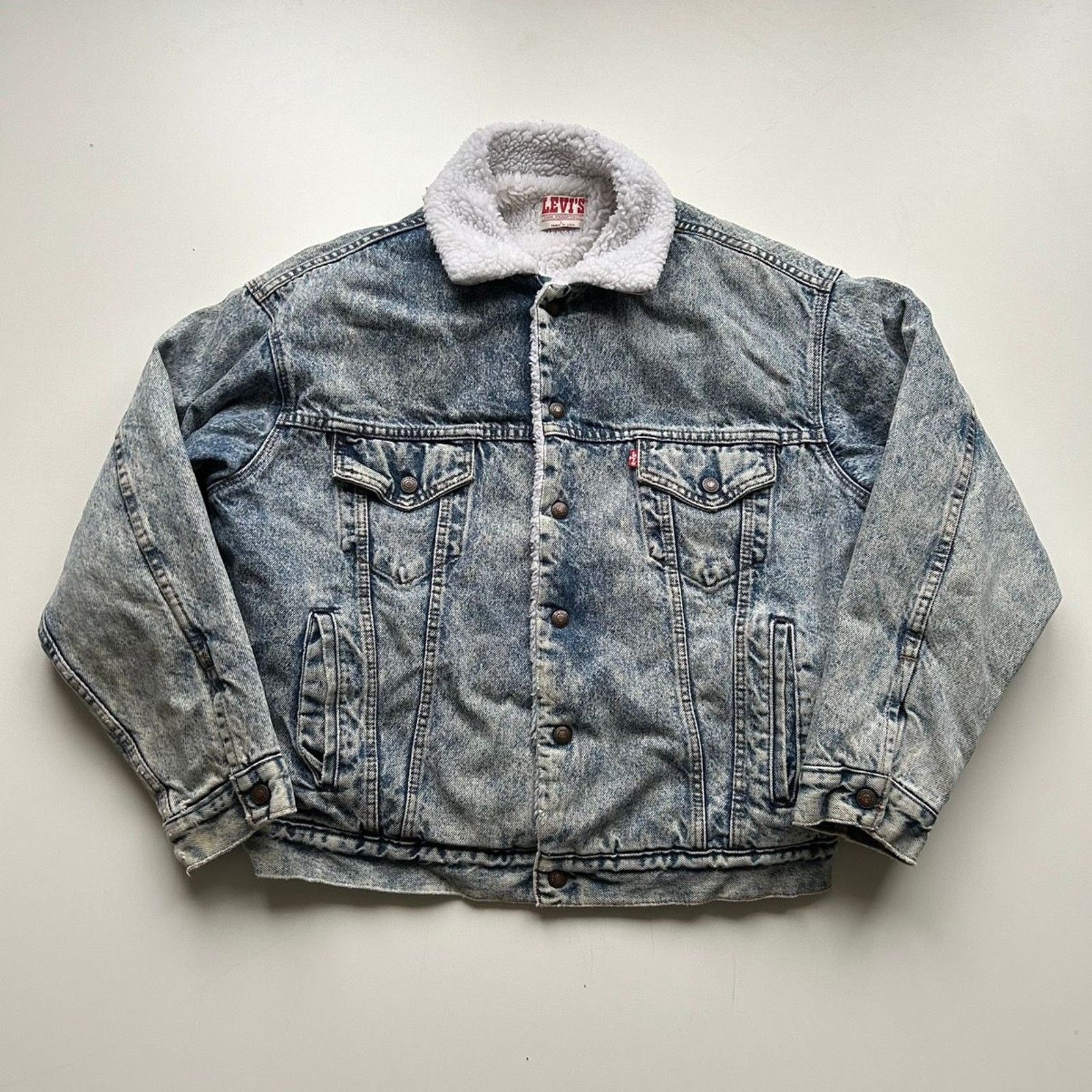 Levi's × Vintage Vintage 1990s Levi's Sherpa Lined Denim Jacket Men's Large Size US L / EU 52-54 / 3 - 1 Thumbnail