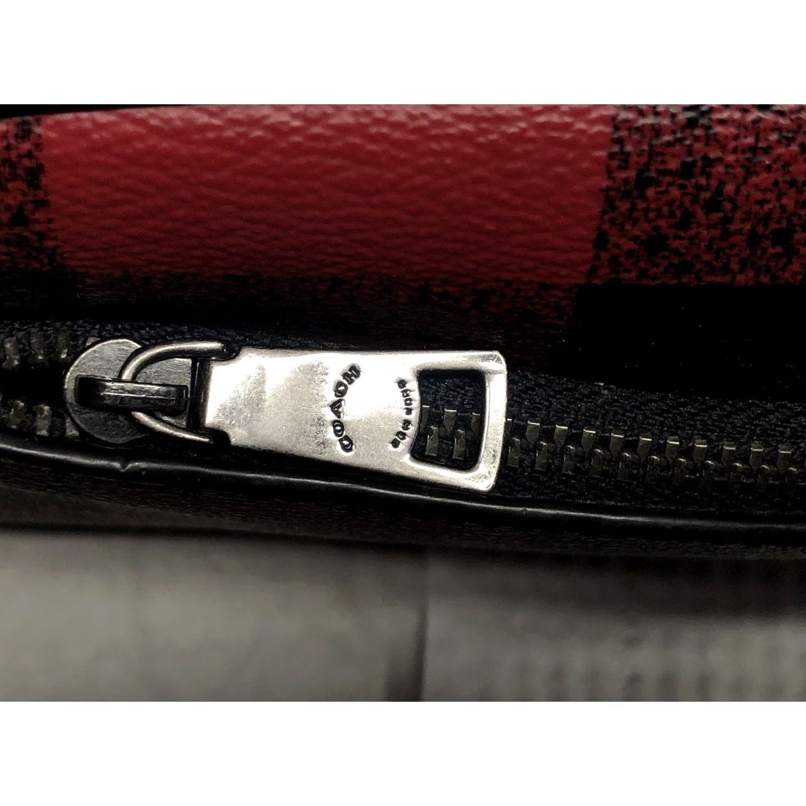 Coach VINTAGE Coach Dopp Kit Large Travel Cosmetic Bag Red Black Plaid Leather PVC Size ONE SIZE - 5 Thumbnail