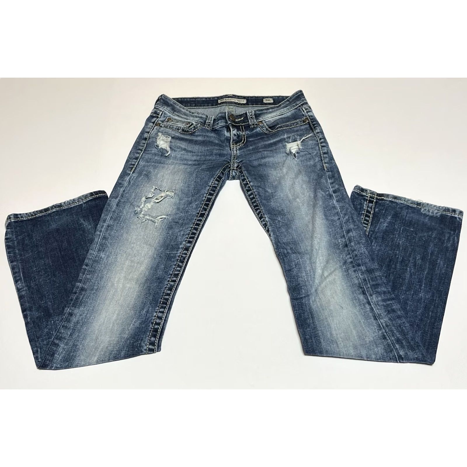 BKE BKE Stella Bootcut Jeans Blue Low Rise Denim 30 Inseam 32 Distressed Regular Rise Stretch 5-Pocket Womens Jeans Size 30" / US 8 / IT 44 - 2 Thumbnail