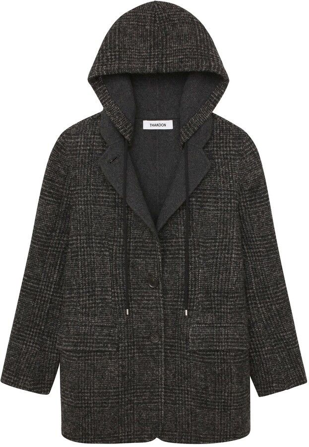 THAKOON Thakoon Wool Blend Hooded Coat - Size L Size L / US 10 / IT 46 - 1 Thumbnail