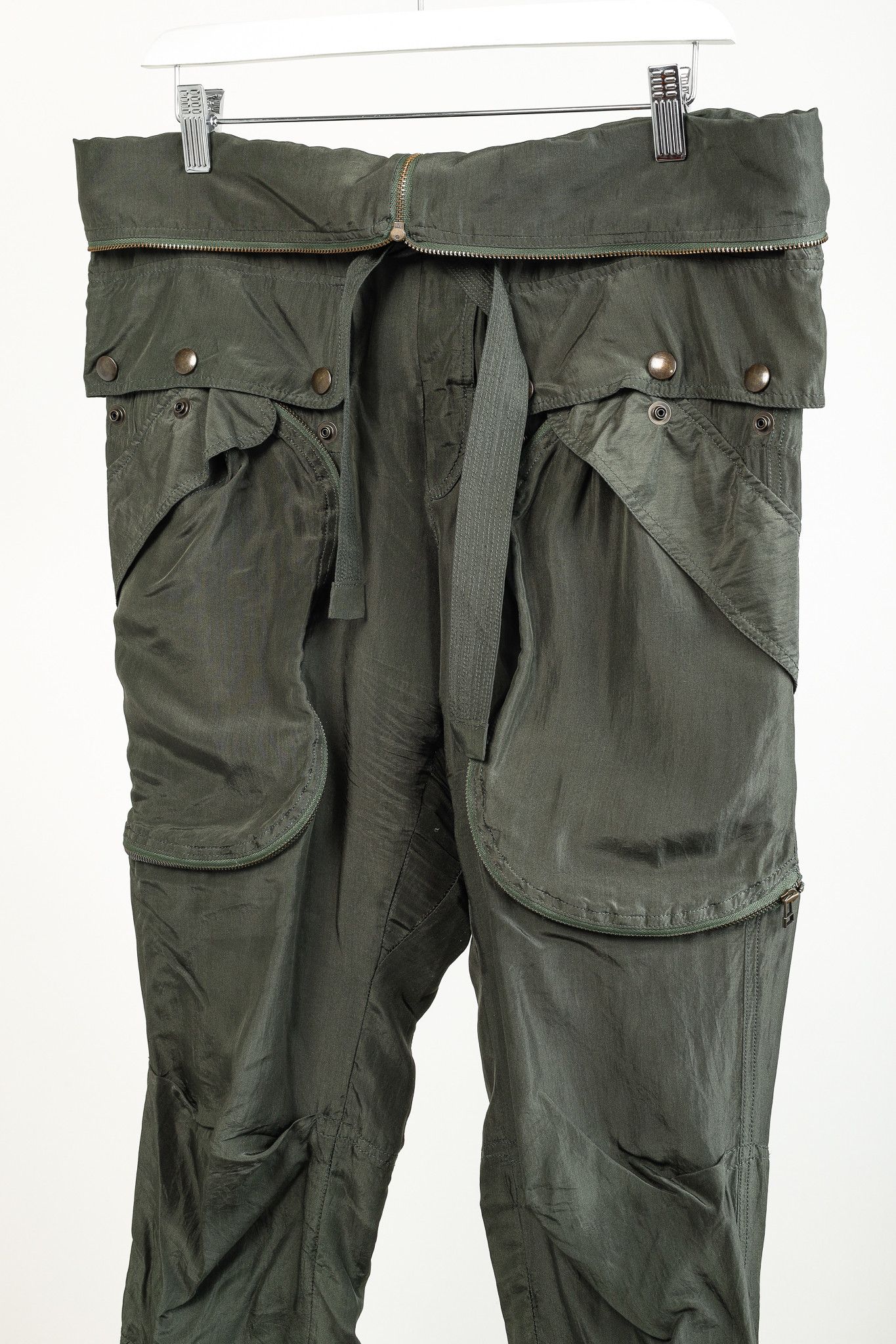 Faith Connexion Faith Connexion Army Khaki Silk Multi Pocket Cargo Pants Size 35" - 3 Thumbnail