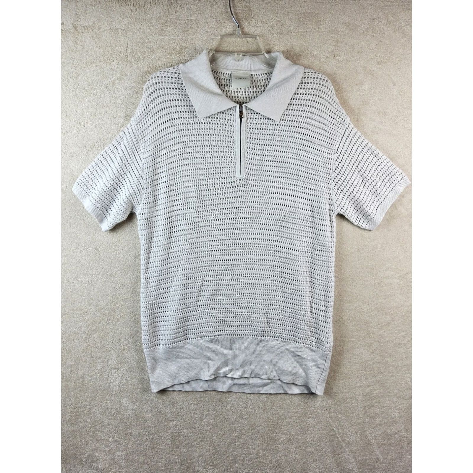 Varley Varley Women's Short Sleeve Sweater 1/4 Zip Open Knit Pullover Size S White Size S / US 4 / IT 40 - 2 Thumbnail
