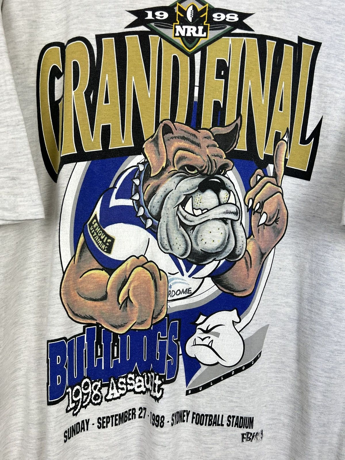 Vintage 90s Vintage NRL 1998 Grand Final Bulldogs Assault T-Shirt Size US XL / EU 56 / 4 - 2 Thumbnail