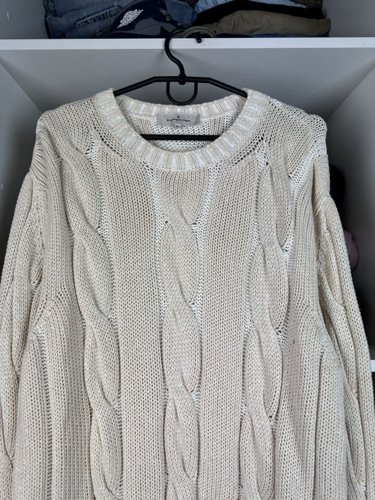 Ermenegildo Zegna Ermenegildo Zegna Men’s Cotton Cable Knit Sweater Size US XL / EU 56 / 4 - 2 Thumbnail