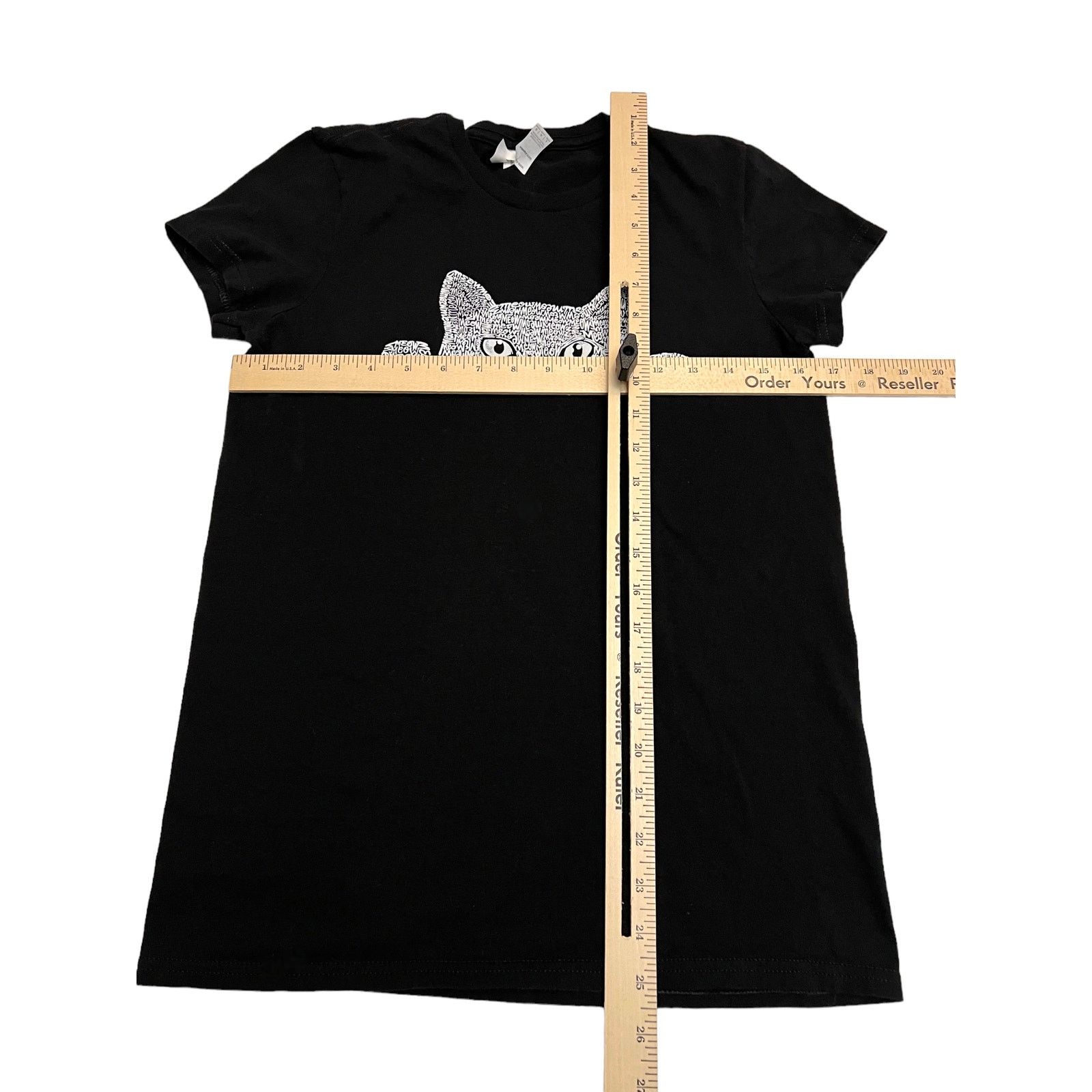 Other Peeking Cat Meow Black T-Shirt LA POP ART Women's Word Art Size L / US 10 / IT 46 - 7 Thumbnail