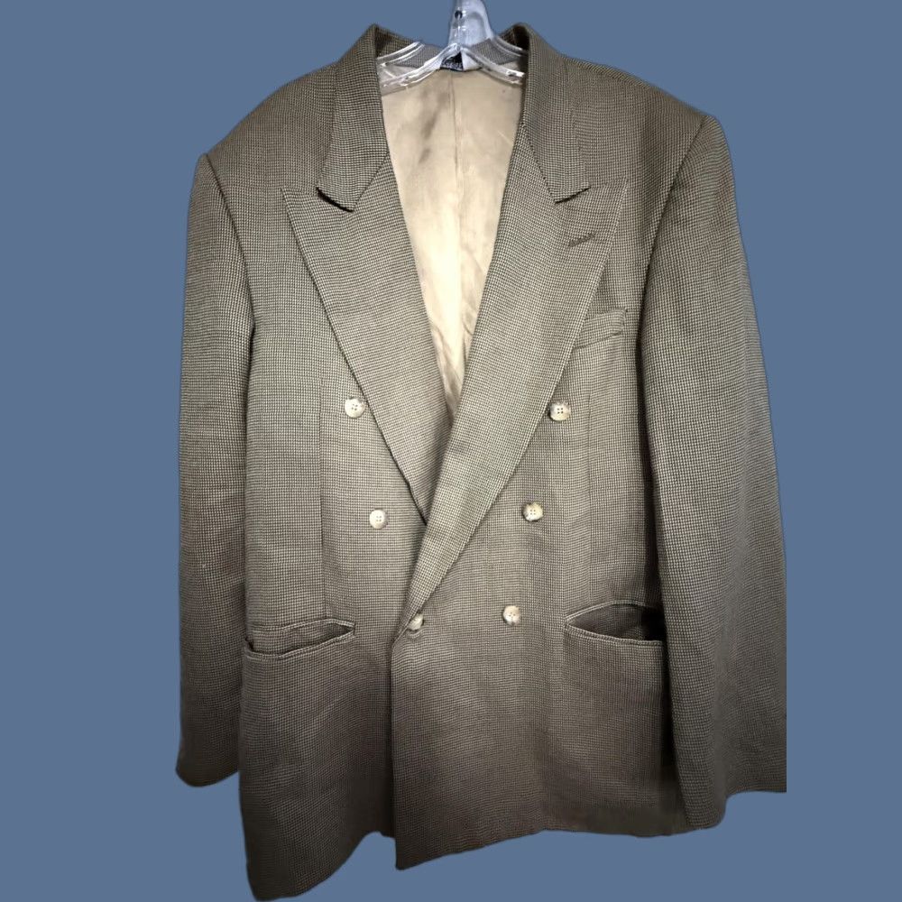 Doublet J. Riggings Blazer Sport Coat Mens 42L Brown Wool Check Double Breasted USA Coat Shirt Jacket? Size 42R - 1 Thumbnail