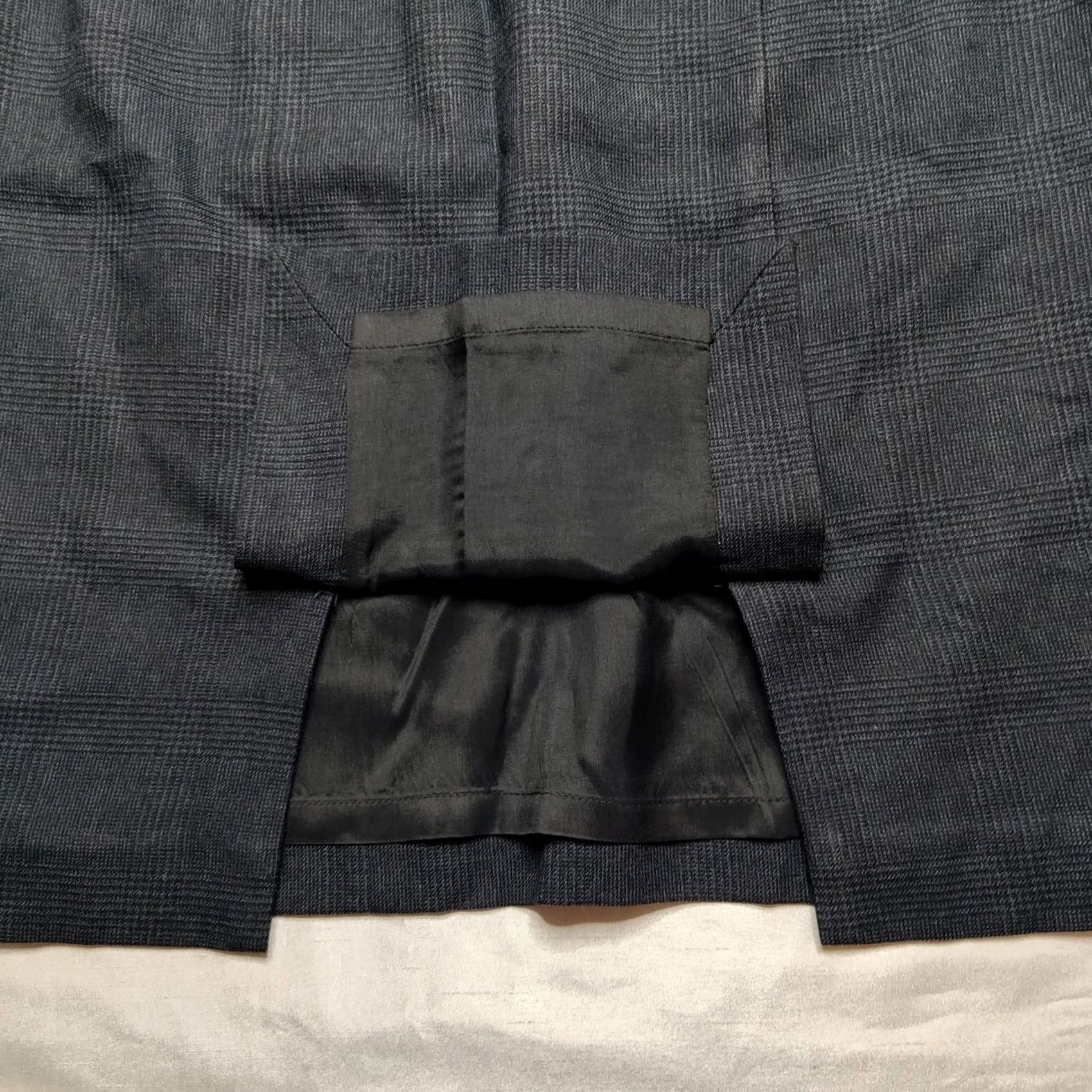 Loft LOFT Ann Taylor Womens Size 6 Charcoal Plaid Skirt 20" Lined Side Zip Knee Length Slit Back PETITE? Size 28" / US 6 / IT 42 - 7 Thumbnail