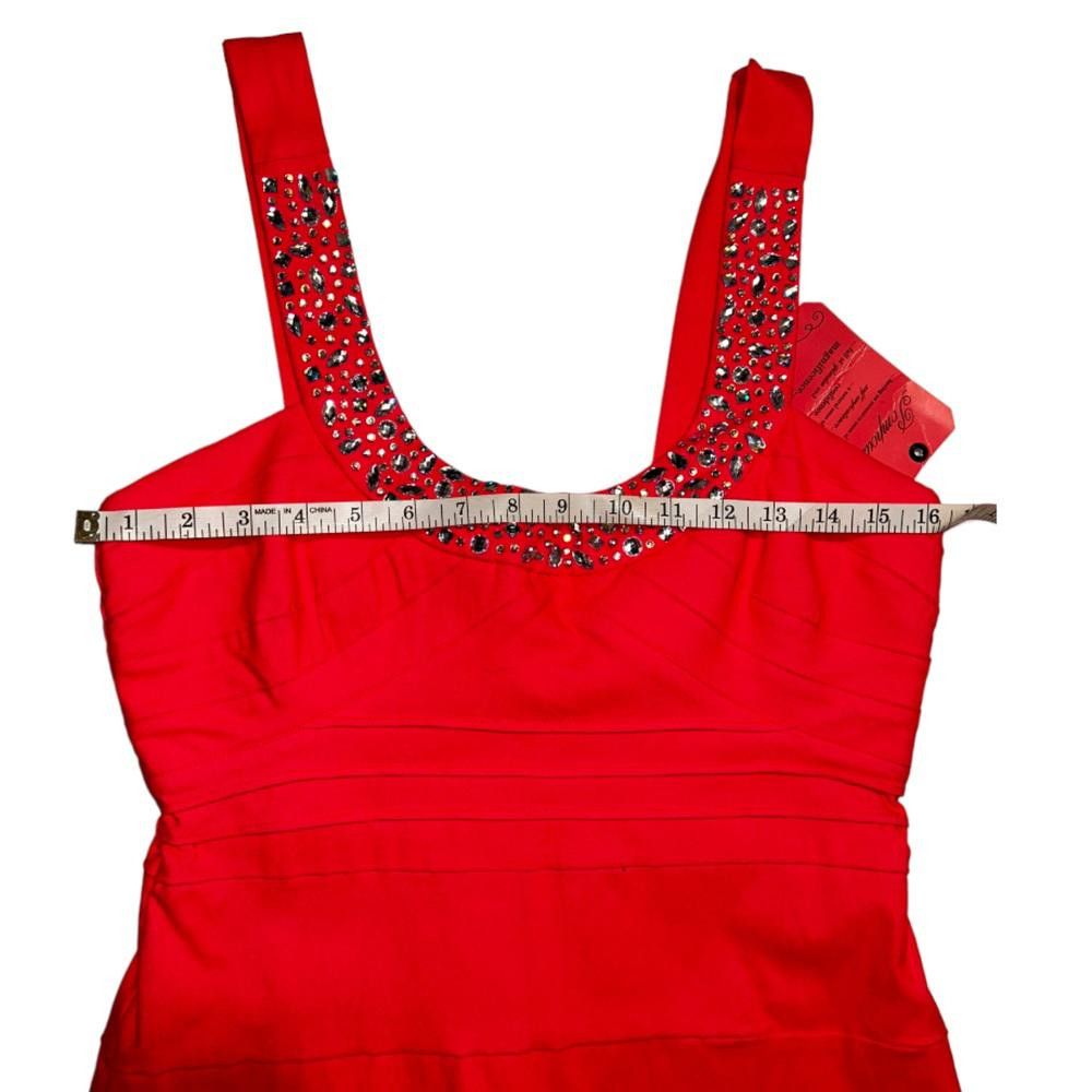 Designer NWT Hot Pink Bodycon Mini Dress W Rhinestones Size 13 Size M / US 6-8 / IT 42-44 - 5 Thumbnail