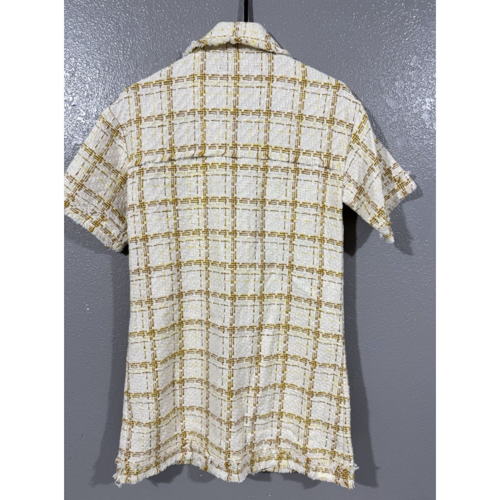 Zara Zara Tweed Blazer Dress Women's S Yellow Short Sleeve V-Neck Button 90s Vintage-Style Mini Dress Tweed Pattern Size S / US 4 / IT 40 - 6 Thumbnail