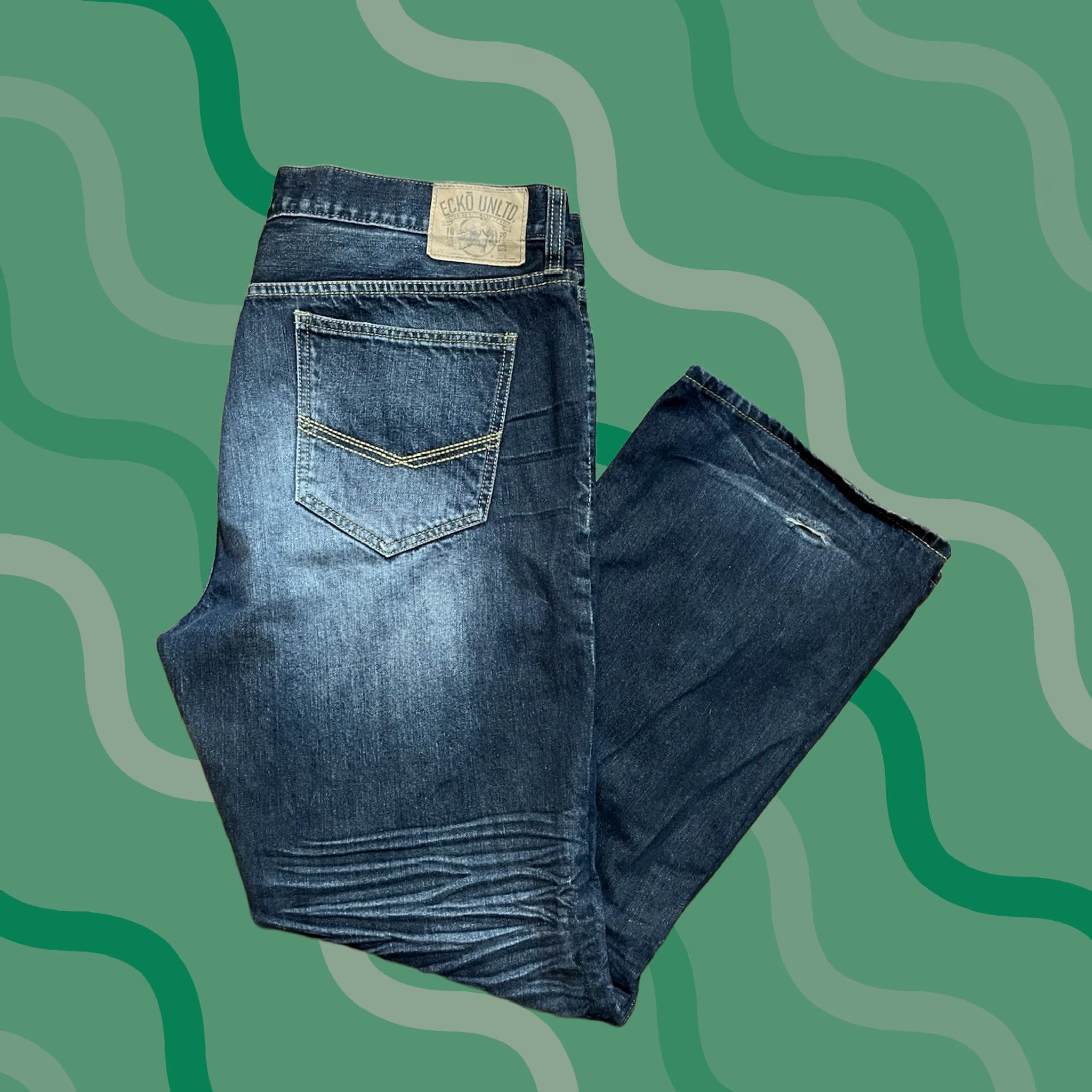 Ecko Unltd. VINTAGE Ecko Jeans Men's 40x32 Boot Cut Dark Wash Denim Blue 5-Pocket Regular Mens Regular Jeans Runtime Outdoors Classic 90s? Size US 40 / EU 56 - 1 Thumbnail
