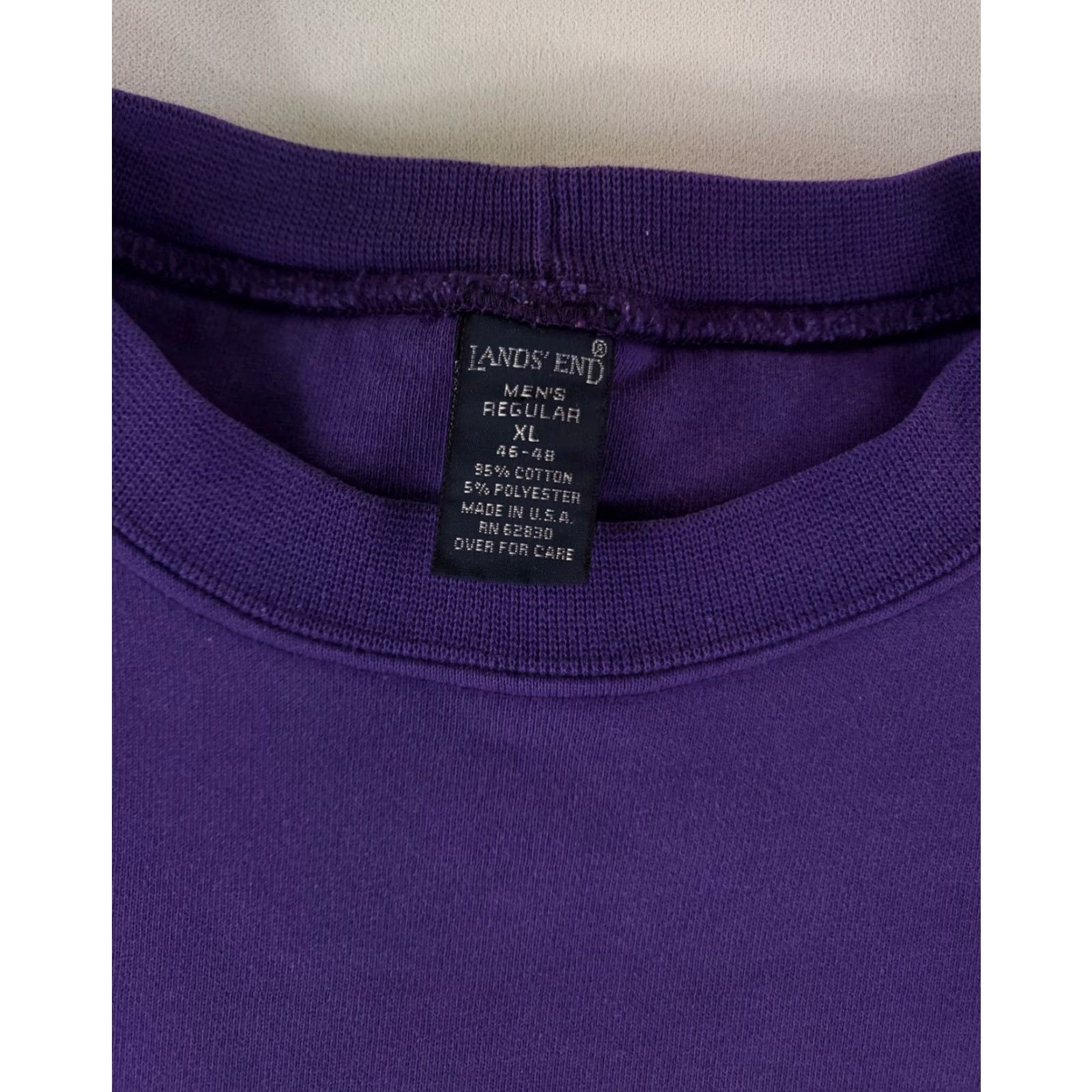 Lands' End VINTAGE Lands' End Sweatshirt Purple Mens XL Pullover 90s Made USA Size US XL / EU 56 / 4 - 3 Thumbnail