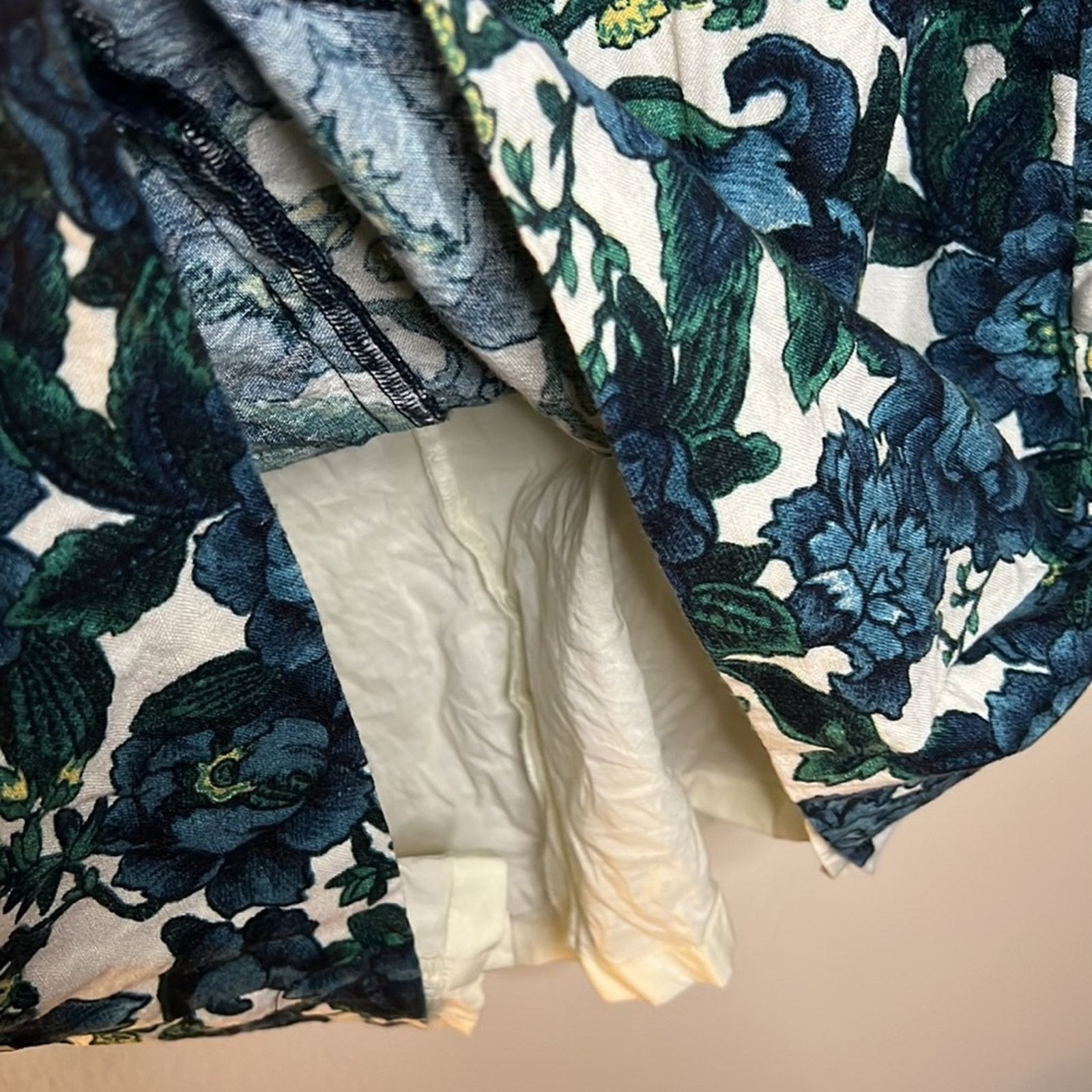 Loft LOFT Blue Floral Linen Blend Shift Dress Size 0 Size XS / US 0-2 / IT 36-38 - 7 Thumbnail