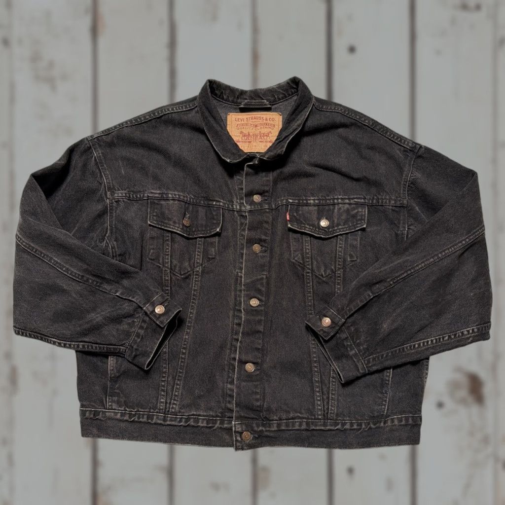 Levi's VINTAGE Levi’s Jacket 2XL Black Denim Trucker USA 1990s 1993 Made In USA Size US XXL / EU 58 / 5 - 1 Thumbnail