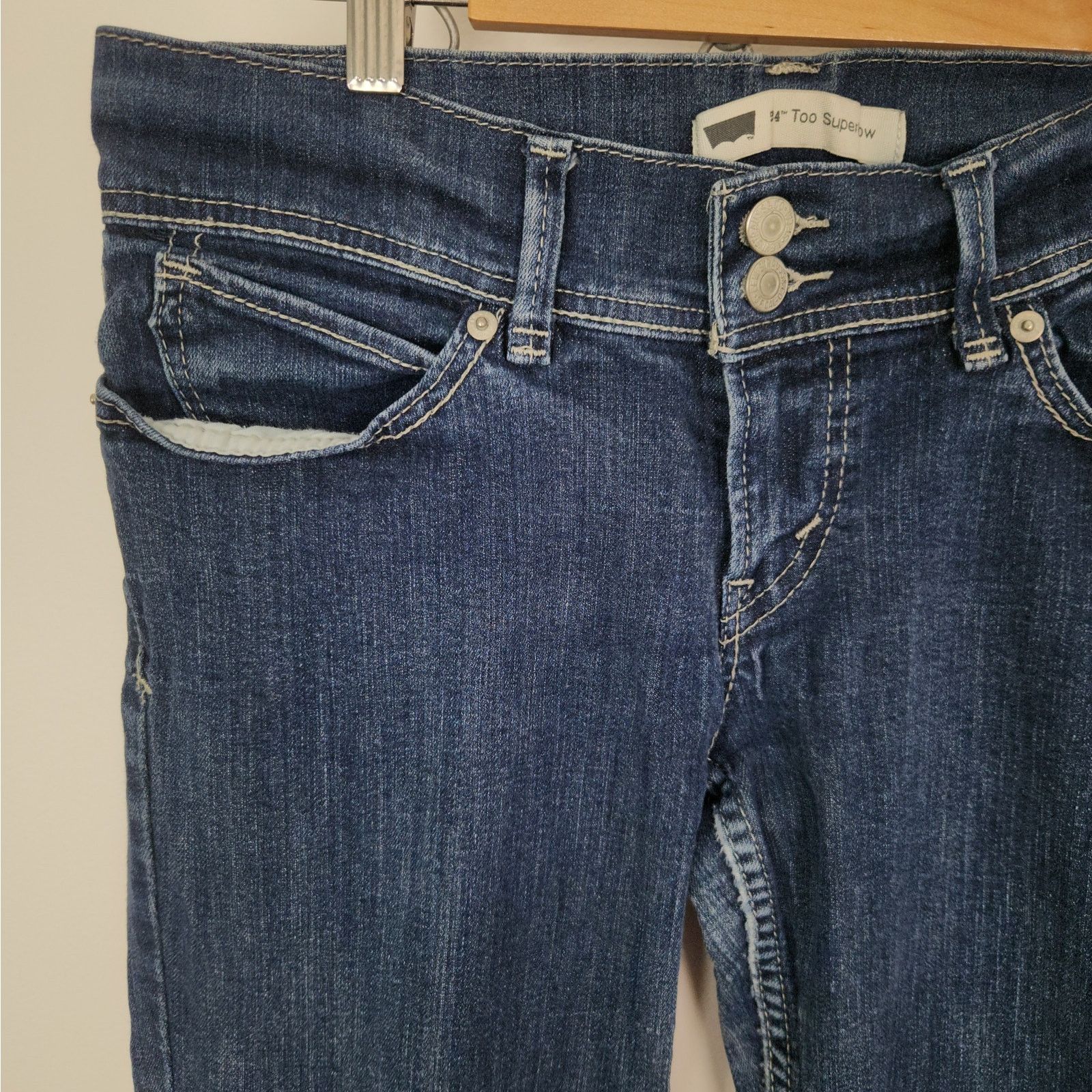 Levi's 2000s 524 Super Low Levi's Jeans Straight Dark Wash 9 Size 32" / US 10 / IT 46 - 3 Thumbnail